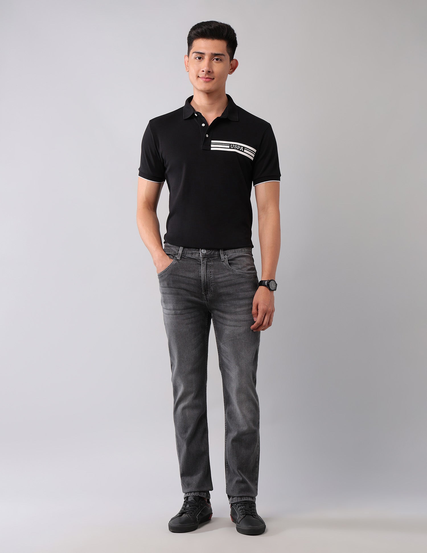 Harold Slim Straight Fit Grey Jeans Grey - U.S. POLO ASSN. | Large