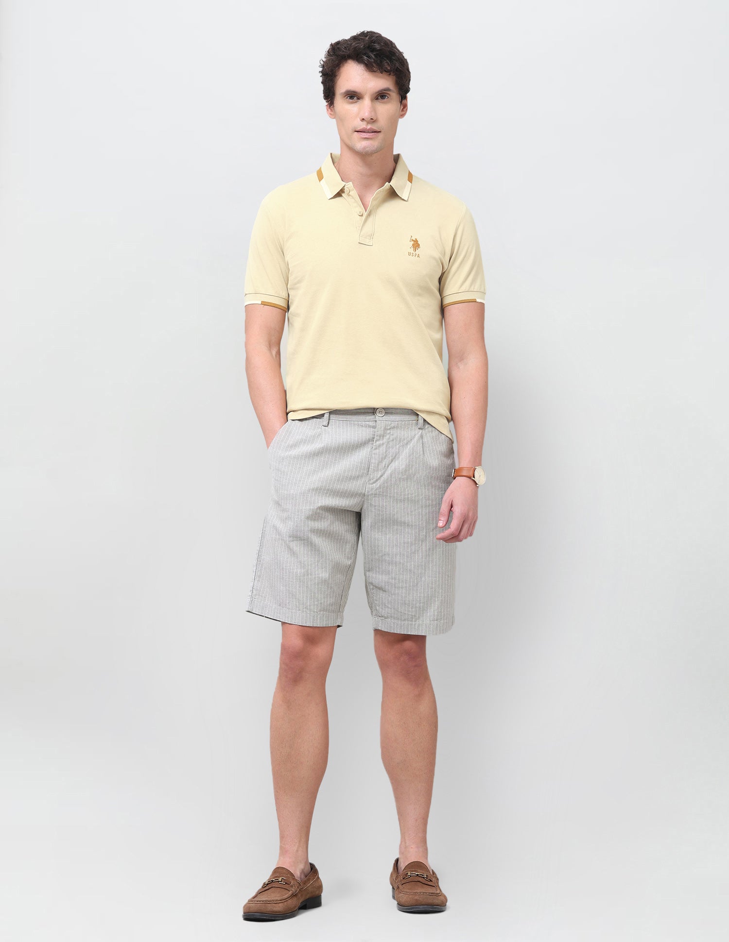 Solid Regular Fit Polo Shirt Yellow - U.S. Polo Assn. India | Large