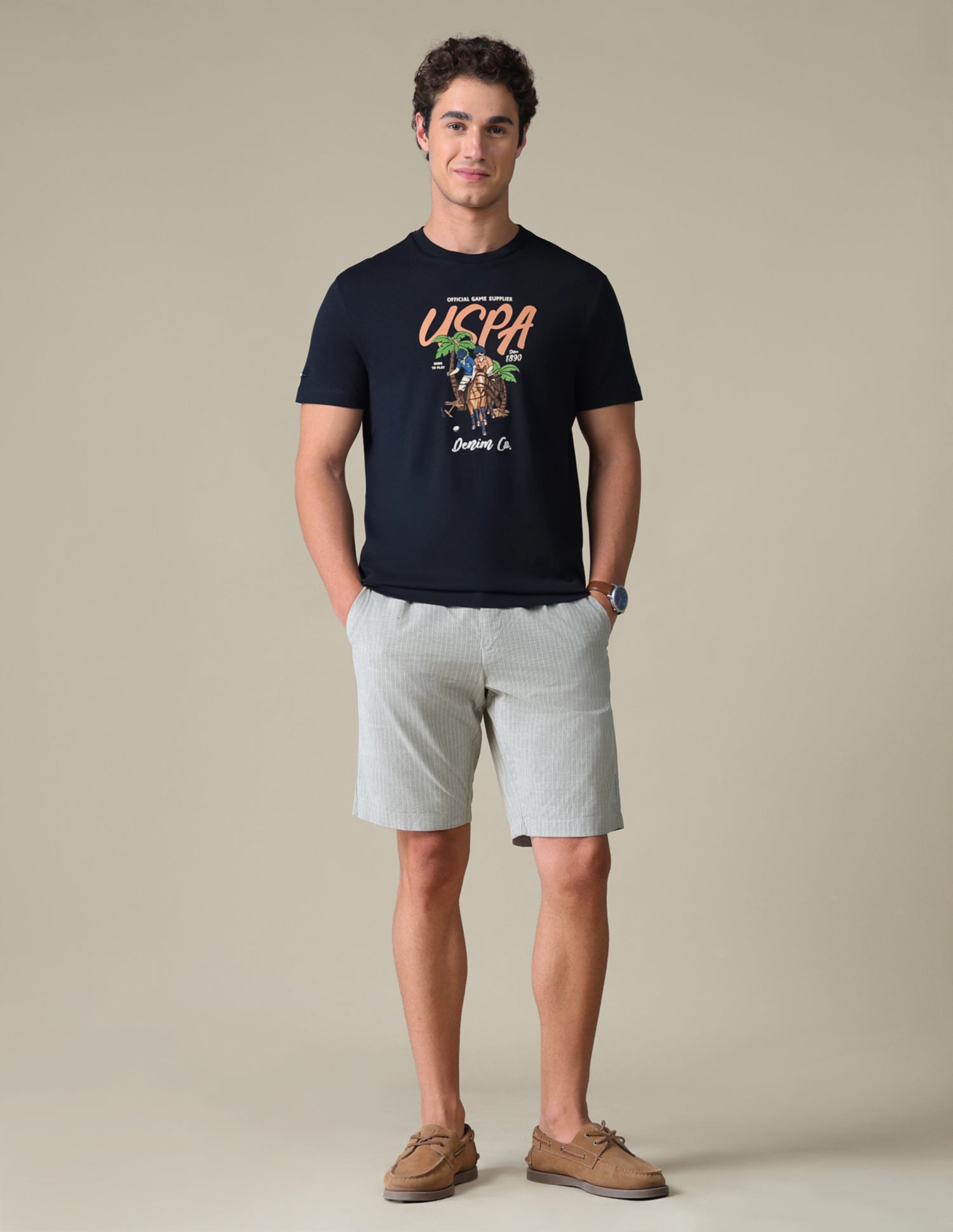 Graphic Brand Printed Slim Fit T-Shirt Navy - U.S. Polo Assn. India | Large