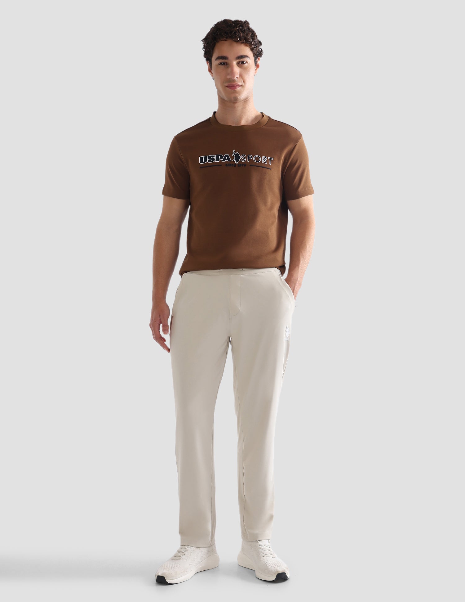 Brand Printed Slim Fit Active T-Shirt Khaki - U.S. Polo Assn. India | Large