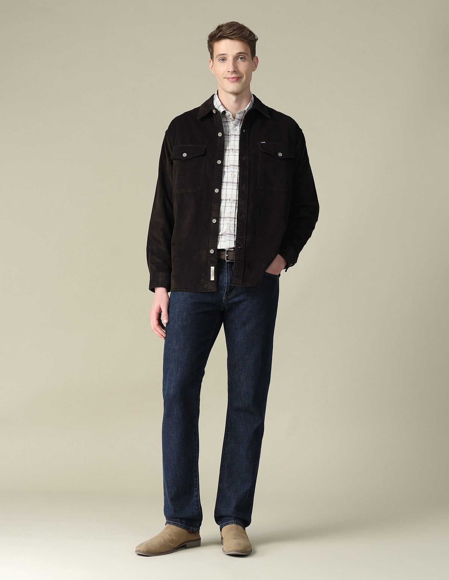 Solid Regular Fit Shirt Choco - U.S. Polo Assn. India | Large