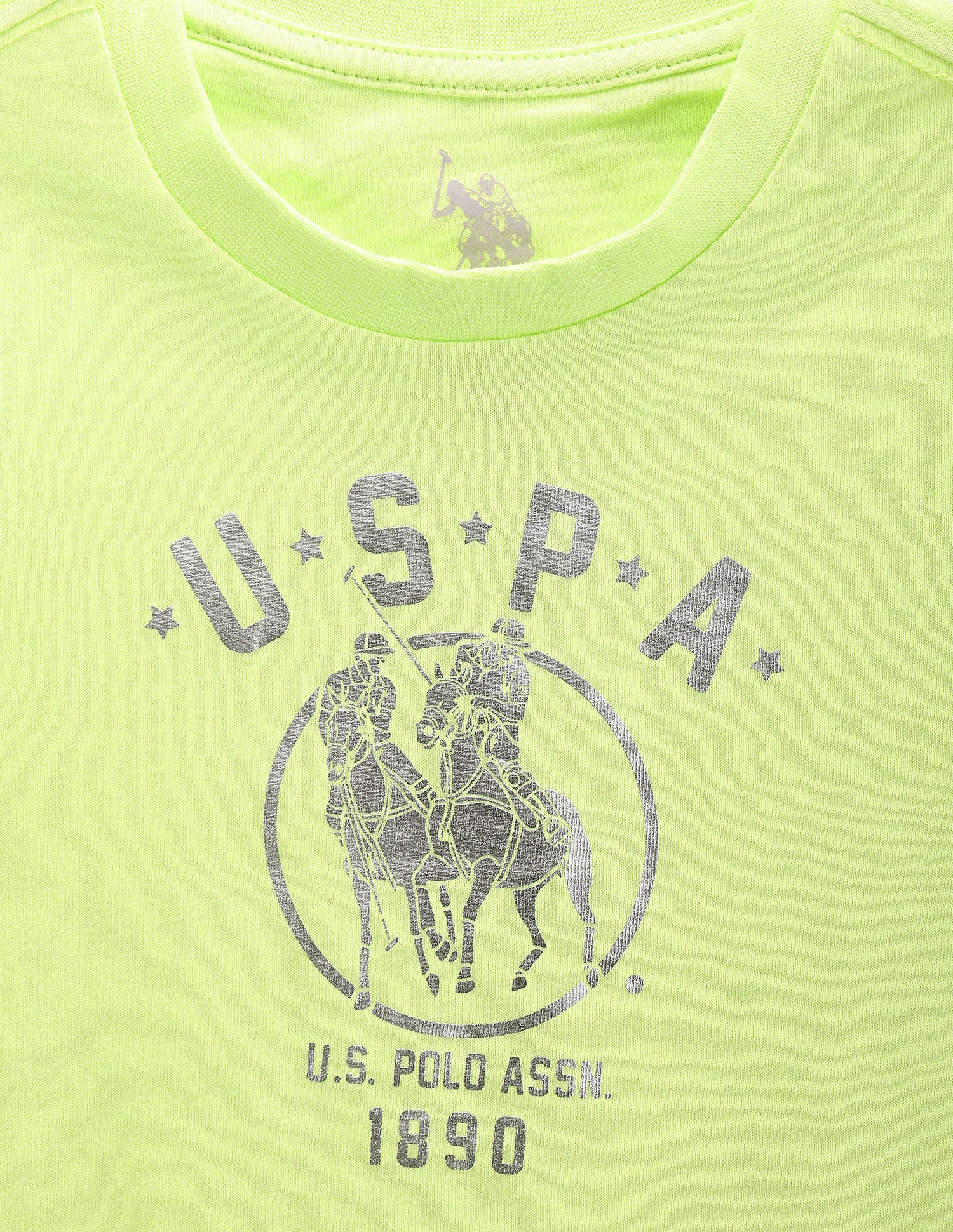 Boys Brand Print Cotton T-Shirt Green - U.S. Polo Assn. India | Large