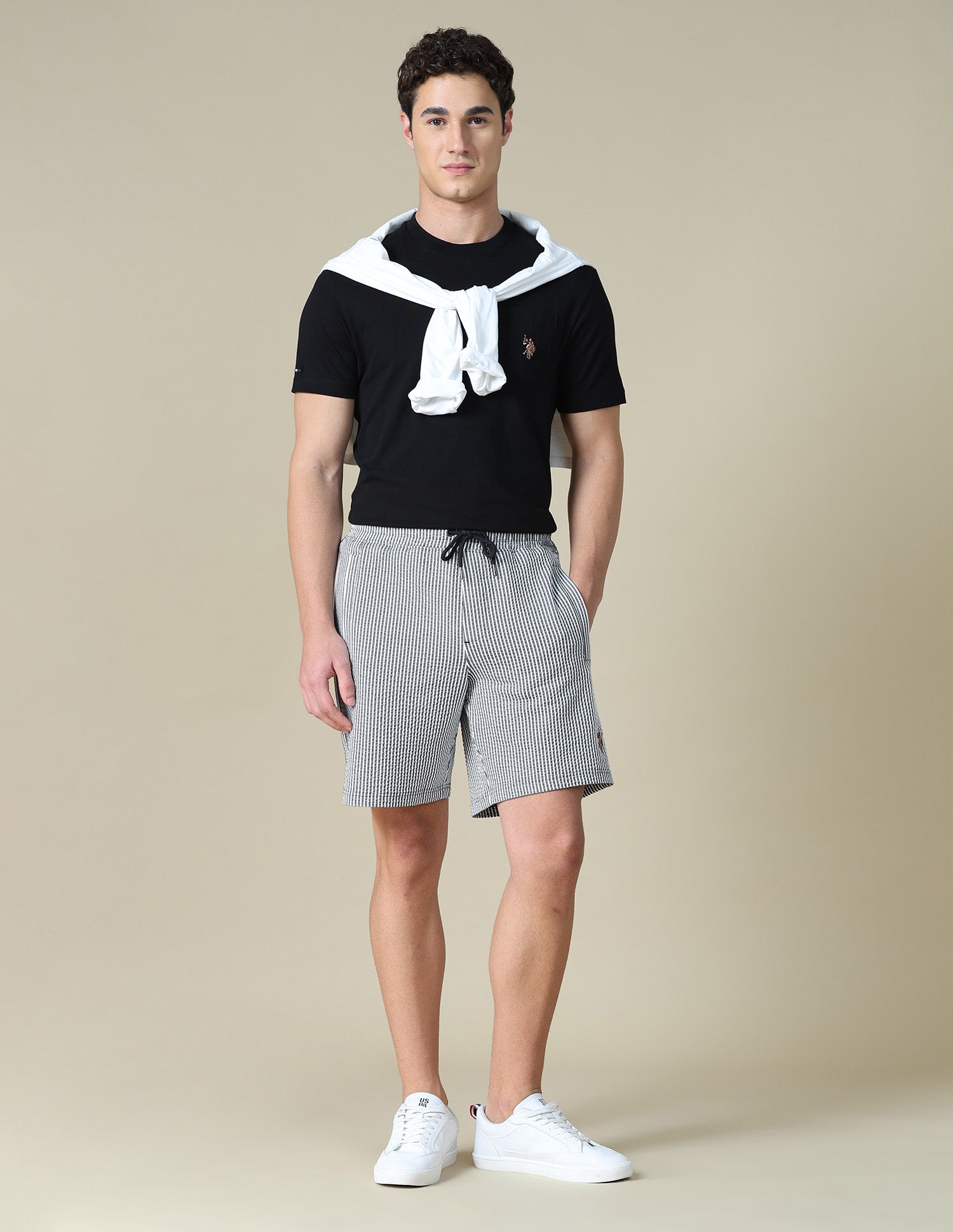 Vertical Striped Seersucker Shorts Navy - U.S. Polo Assn. India | Large