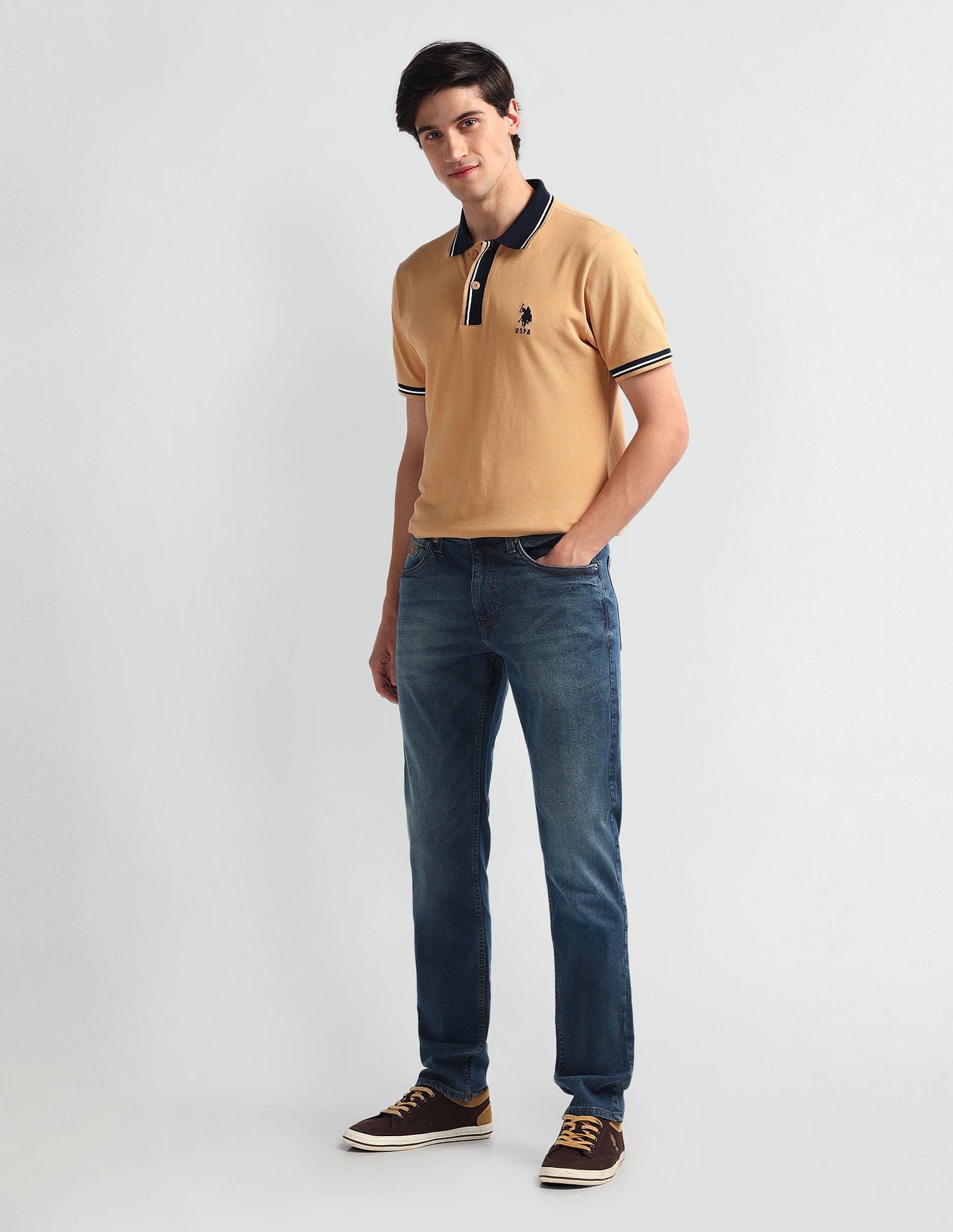 Brandon Slim Tapered Fit Blue Jeans Dark Blue - U.S. Polo Assn. India | Large