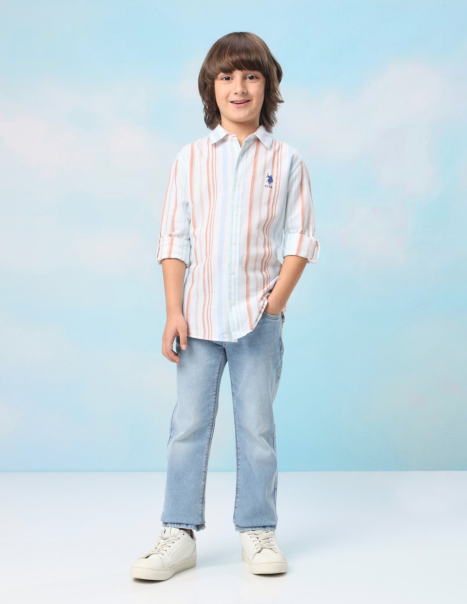 Vertical Striped Regular Shirt White - U.S. Polo Assn. India | Large