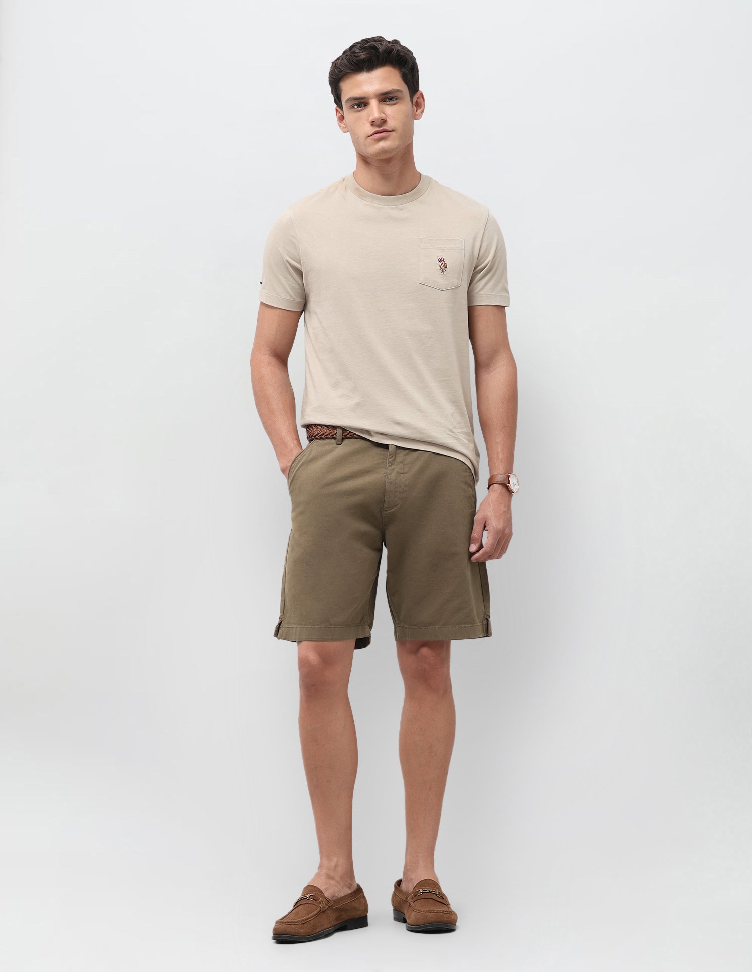 Slim Fit Twill Shorts Brown - U.S. Polo Assn. India | Large