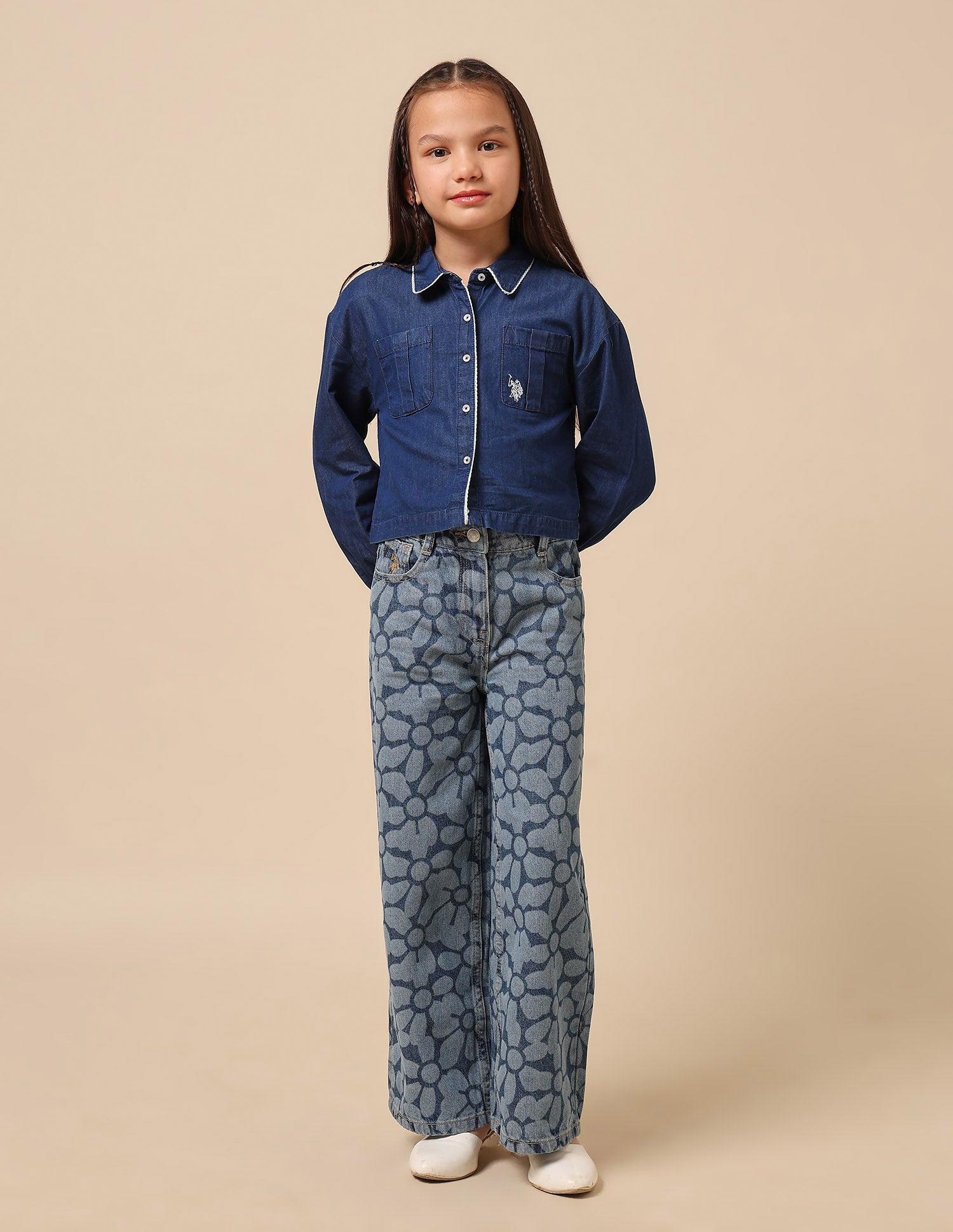 Girls Solid Regular Fit Top Dark Blue - U.S. POLO ASSN. | Large