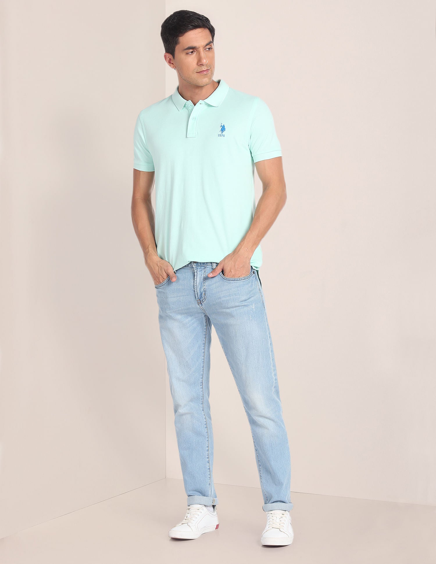 Solid Pique Polo Shirt Aqua - U.S. POLO ASSN. | Large
