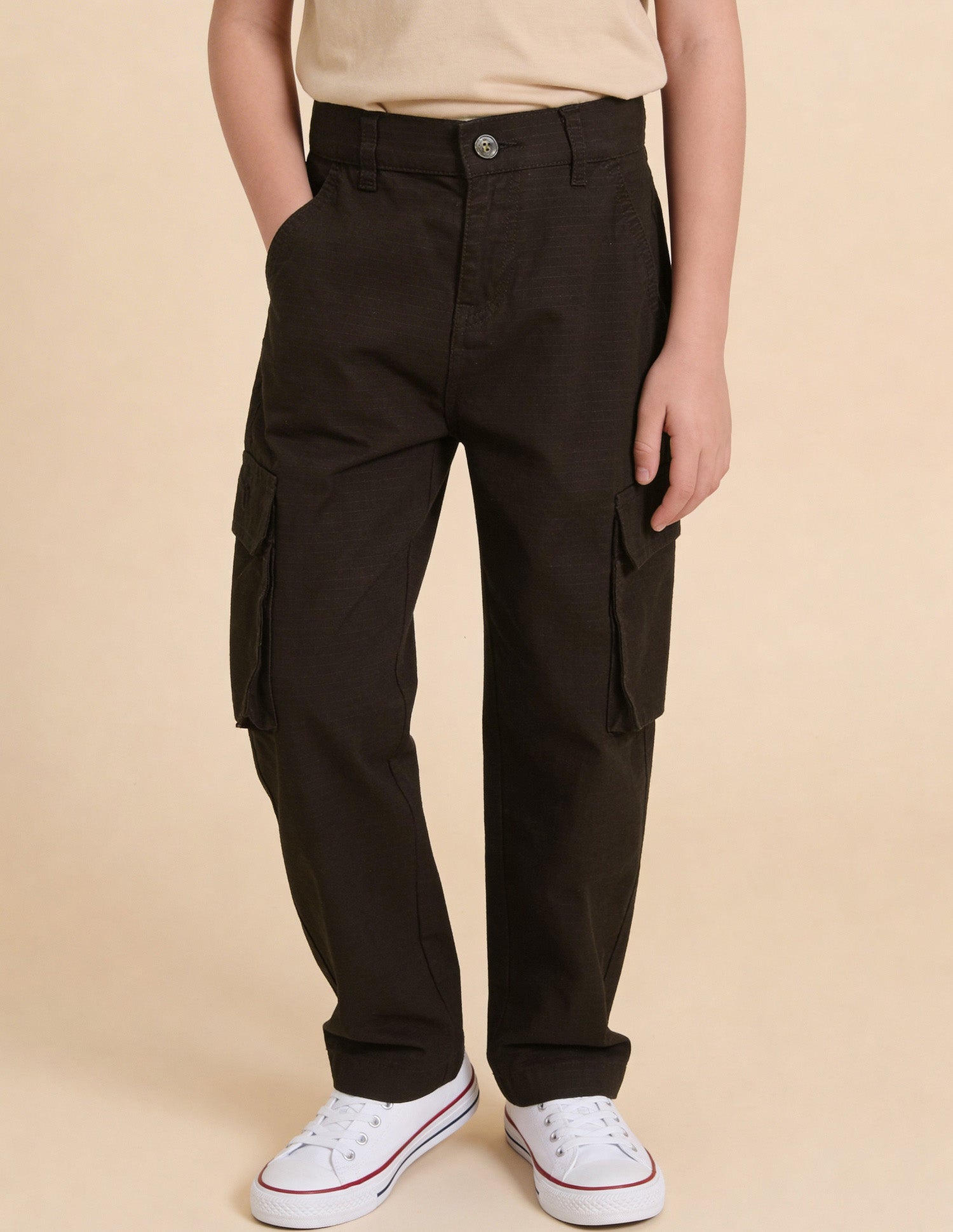 Textured Relaxed Fit Trousers Brown - U.S. Polo Assn. India | Large