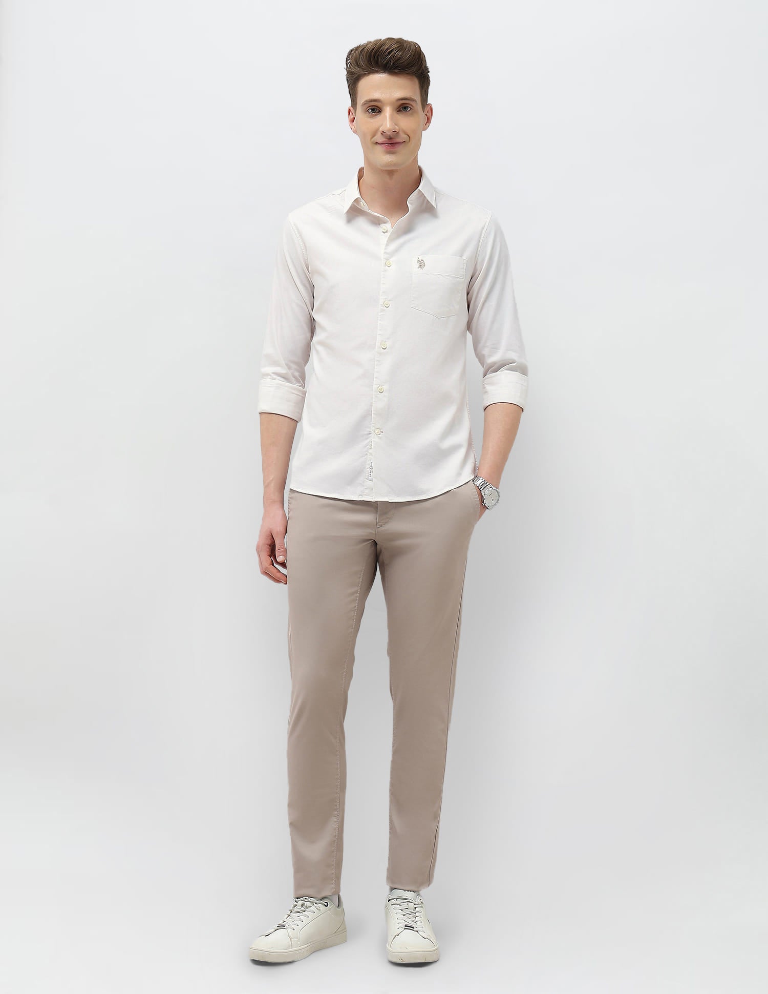 Casa De Campo Regular Fit Shirt Ivory - U.S. Polo Assn. India | Large