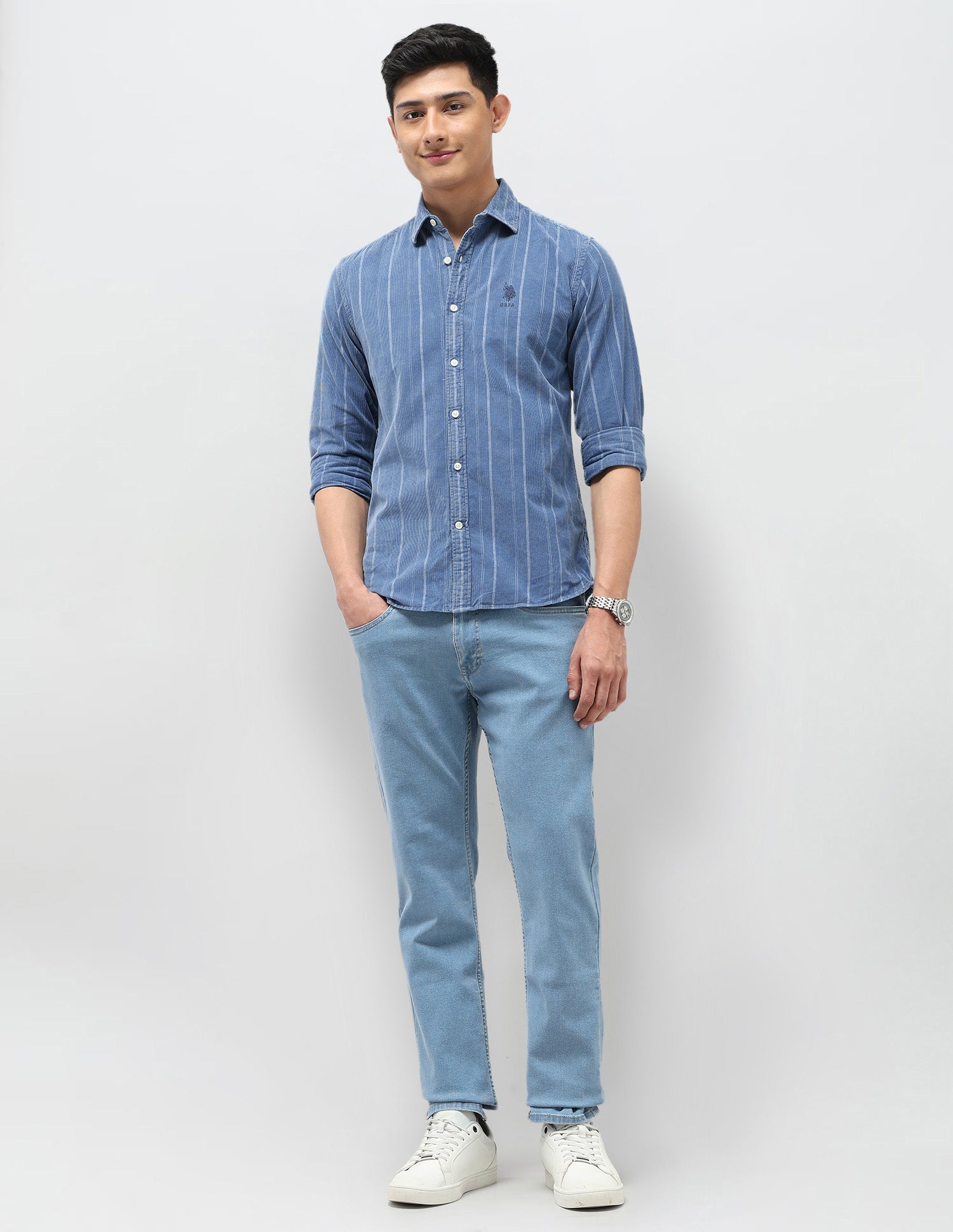 Pure Cotton Slim Fit Shirt Indigo - U.S. POLO ASSN. | Large