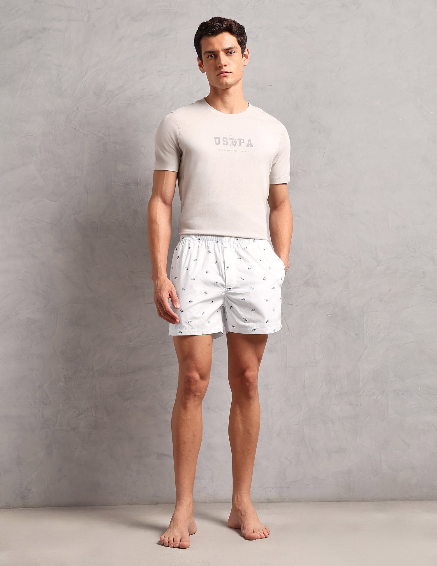 Pure Cotton Printed OEX11 Boxers - Pack Of 1 White - U.S. POLO ASSN. | Large