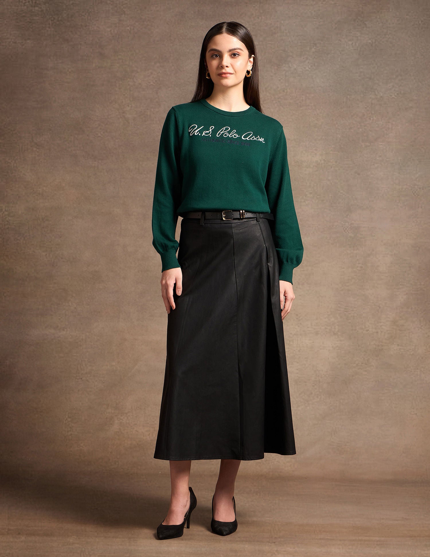 Pure Cotton Embroidered Sweater Dark Green - U.S. POLO ASSN. | Large