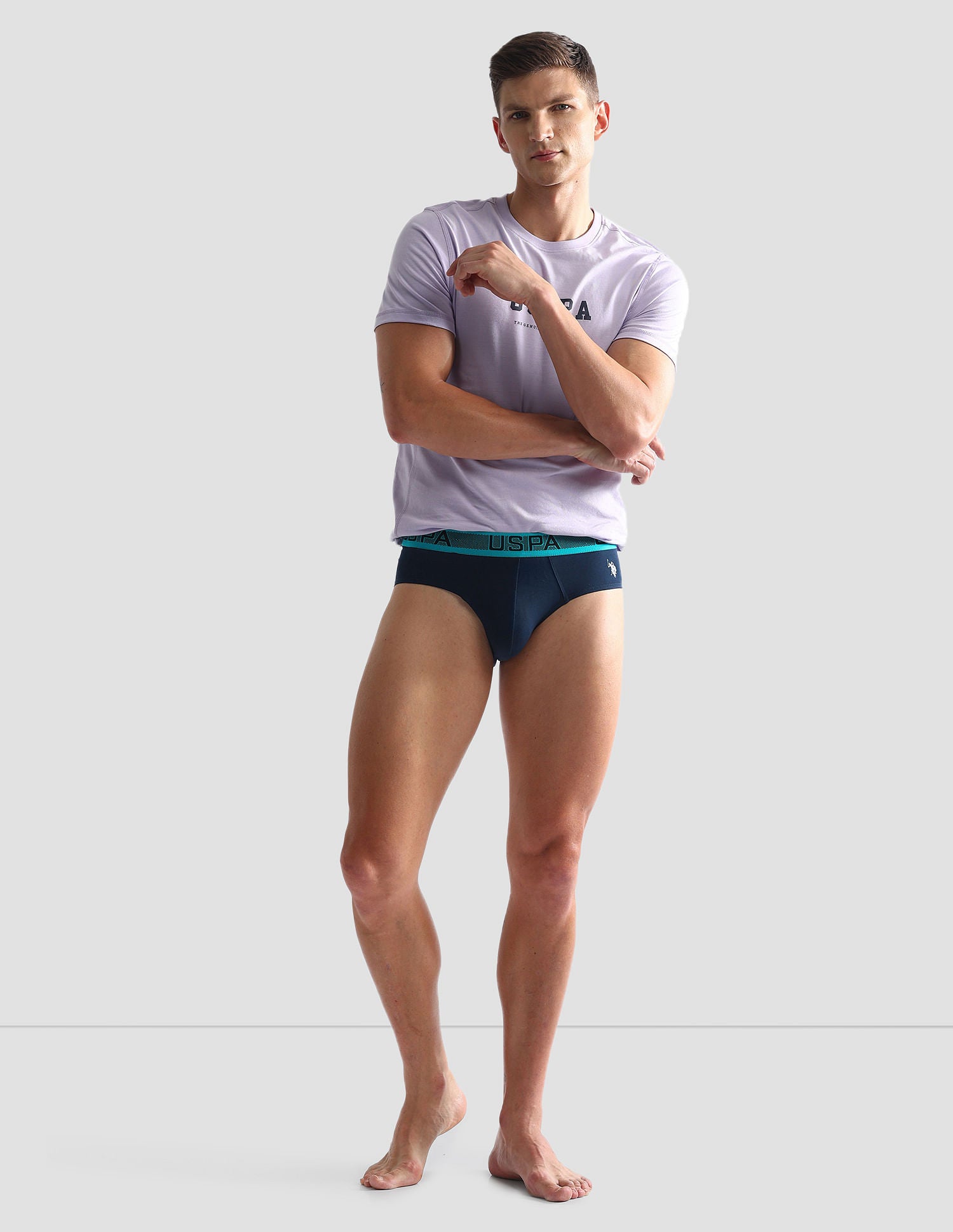 Solid Cotton Spandex OEB04 Briefs - Pack Of 1 Navy - U.S. POLO ASSN. | Large