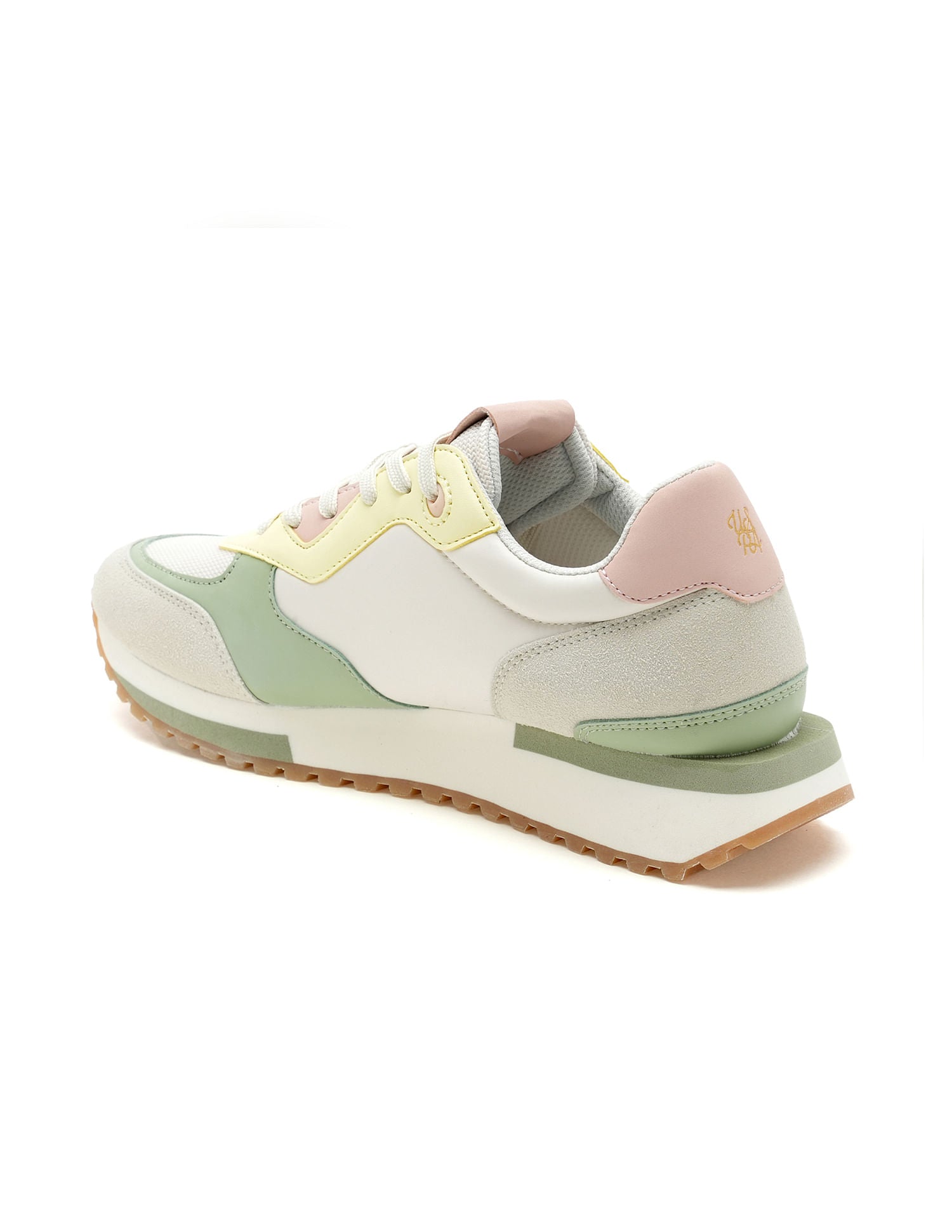 Women Cleo Suede Sneakers Green, Yellow and Peach - U.S. Polo Assn. India | Large