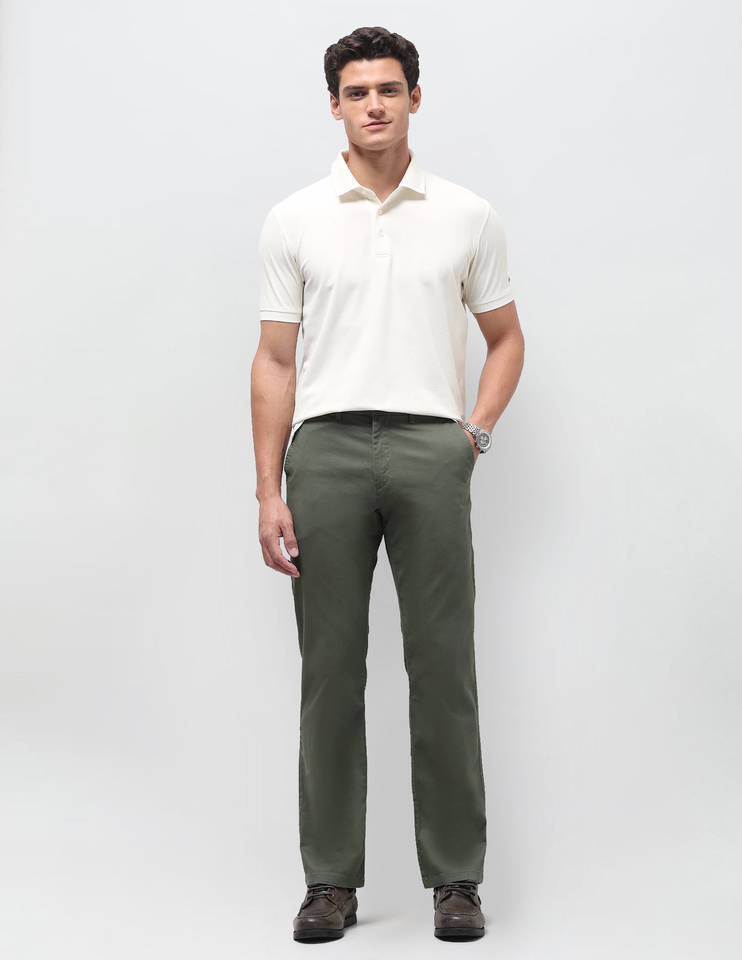 Satin Straight Fit Trousers Olive - U.S. Polo Assn. India | Large