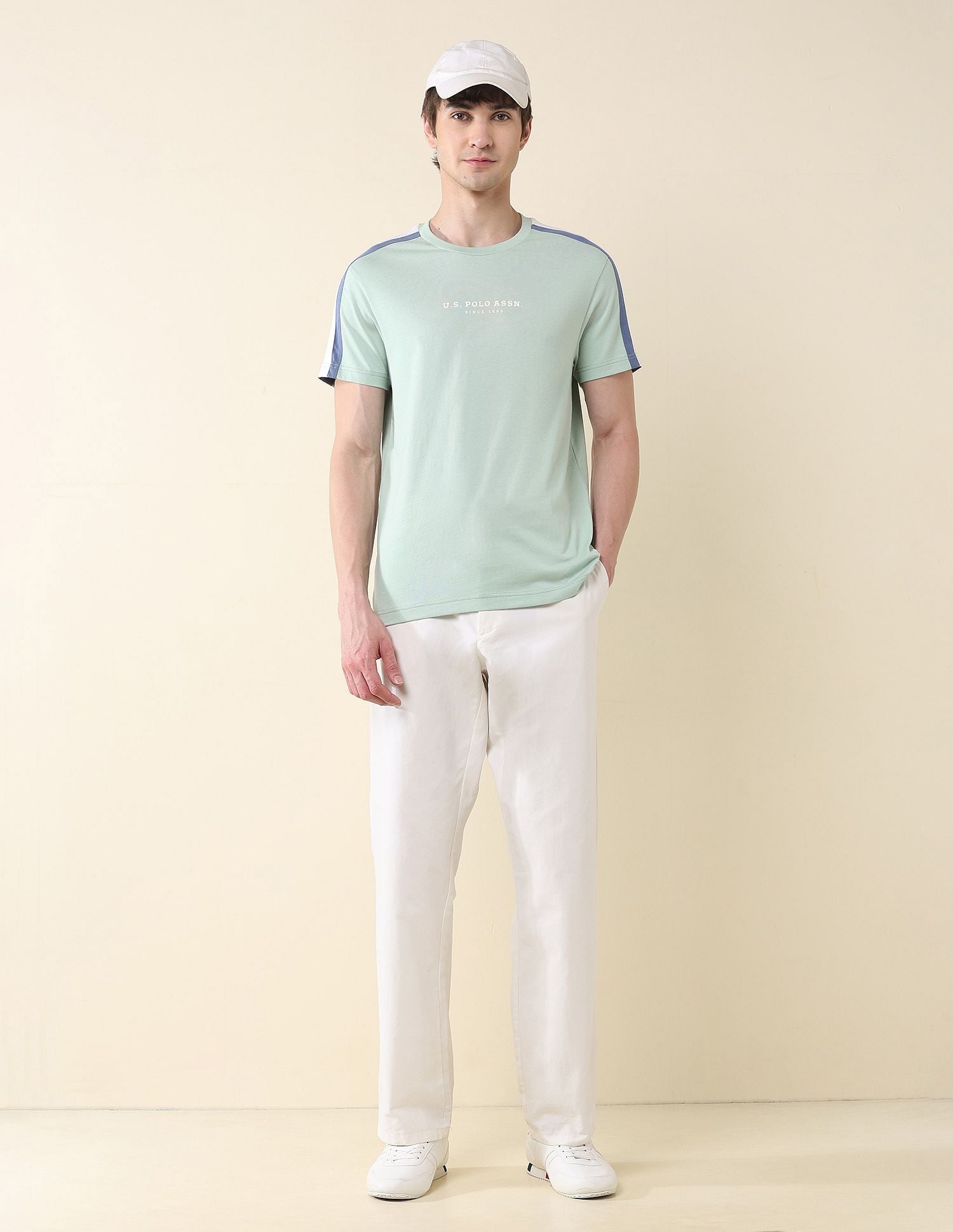 Contrast Tapped Slim Fit T-Shirt Light Green - U.S. POLO ASSN. | Large