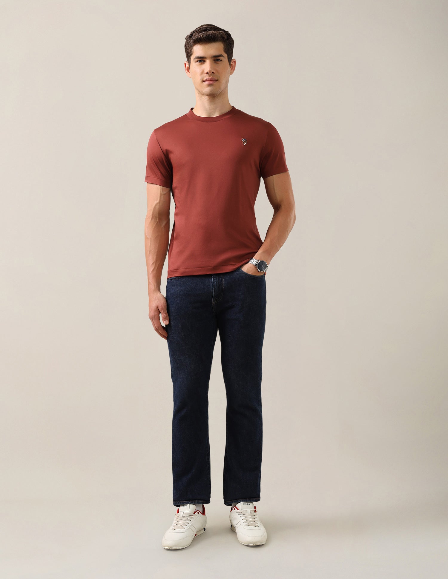 Solid Slim Fit T-Shirt Rust - U.S. Polo Assn. India | Large