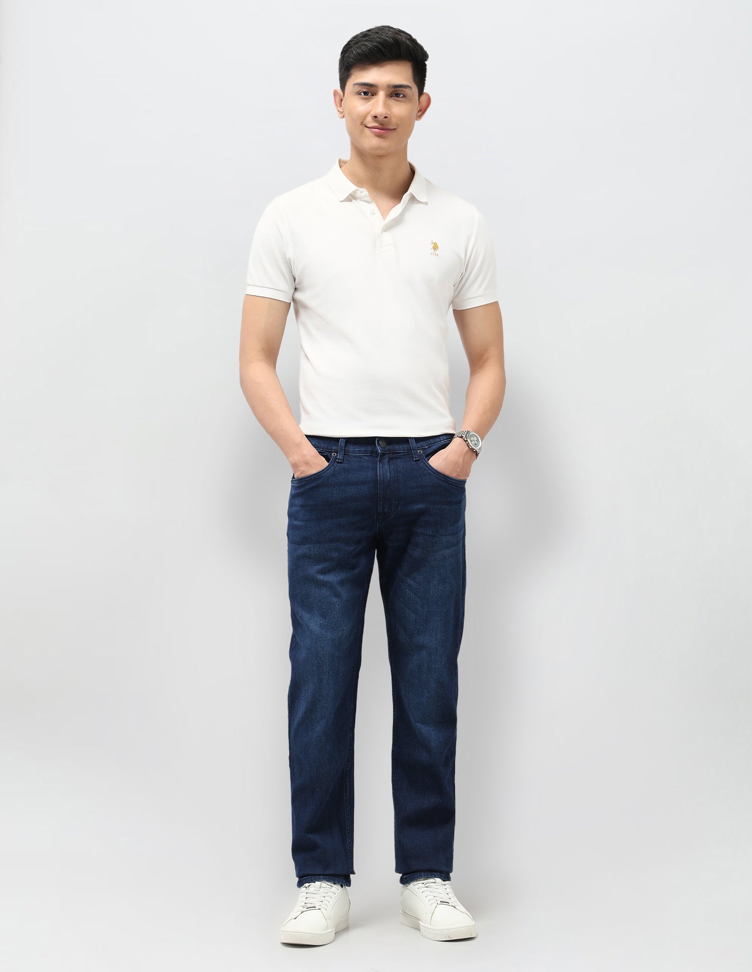 Brandon Slim Tapered Fit Blue Jeans Blue - U.S. Polo Assn. India | Large
