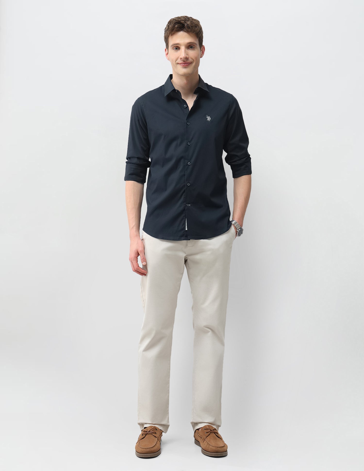 Solid Poplin Shirt Navy - U.S. Polo Assn. India | Large