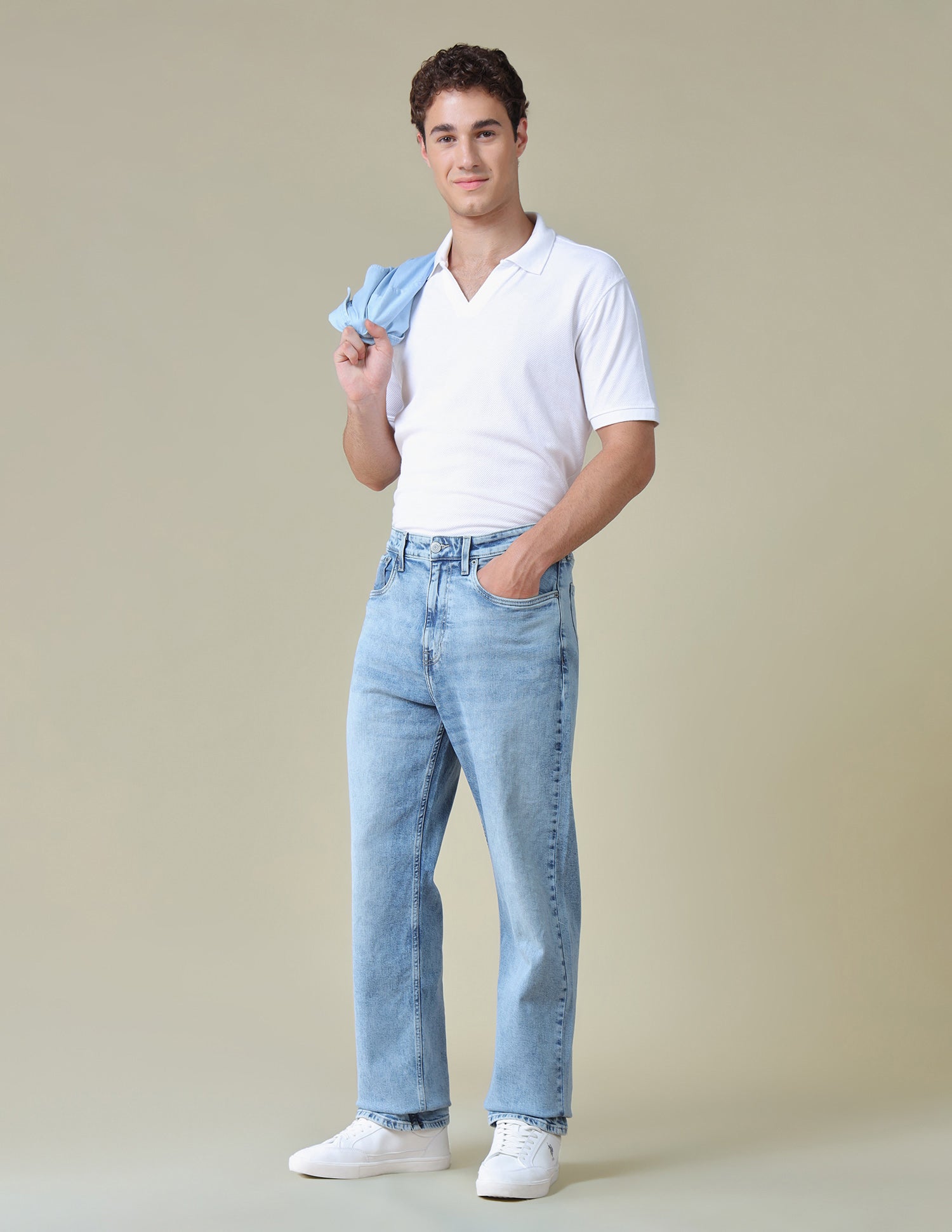 Logan Loose Straight Fit Blue Jeans Light Blue - U.S. Polo Assn. India | Large