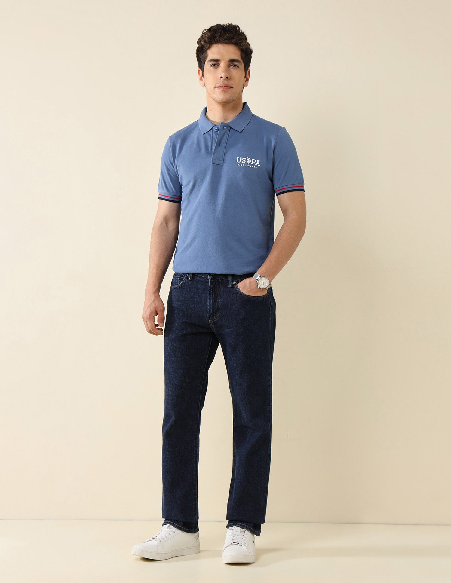 Pure Cotton Slim Fit Classic Polo Shirt Blue - U.S. Polo Assn. India | Large