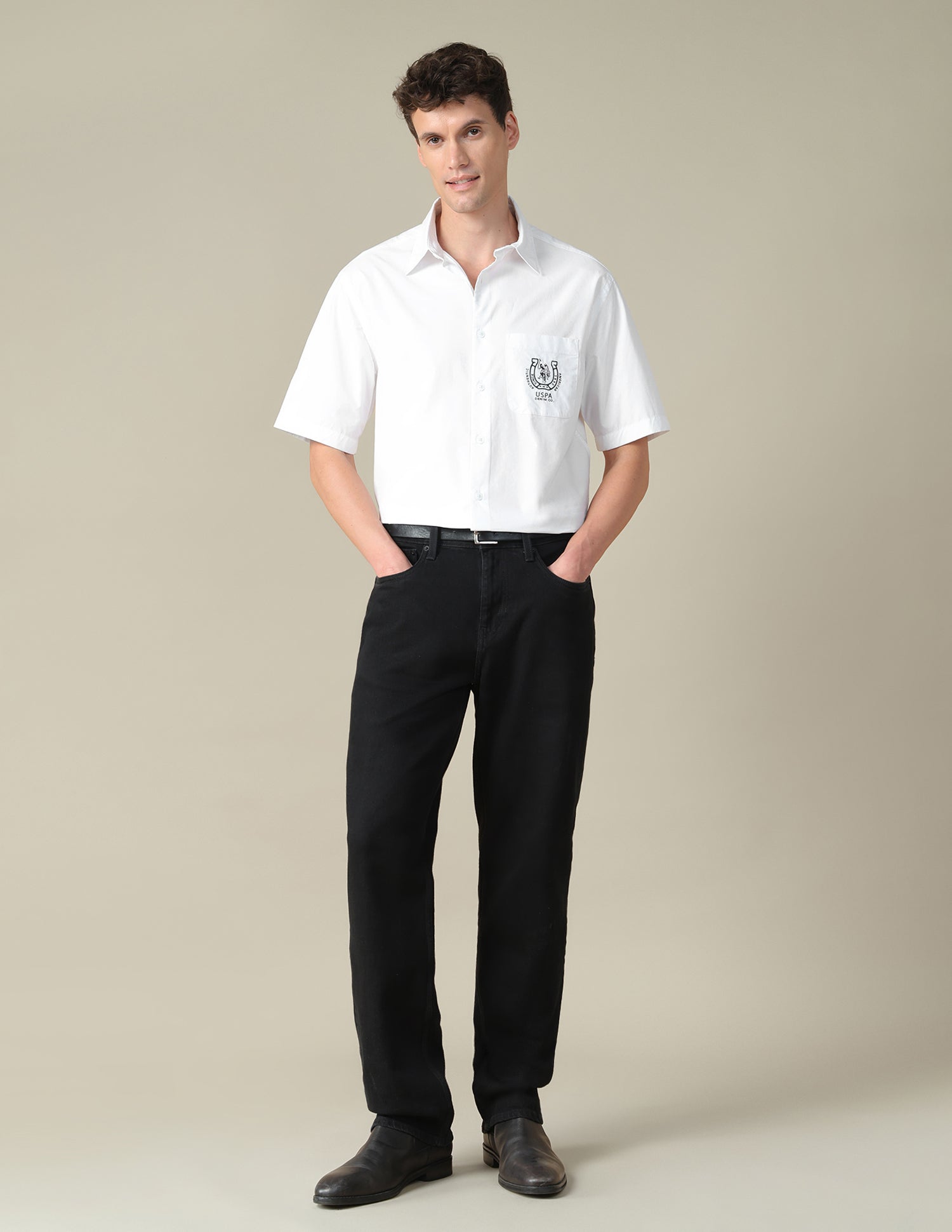 Brand Embroidered Regular Fit Shirt White - U.S. Polo Assn. India | Large