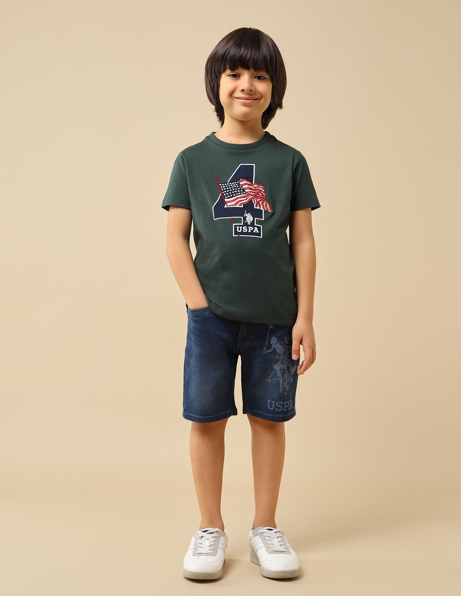 Boys Brand Appliqued Mini Me T-Shirt Olive - U.S. POLO ASSN. | Large