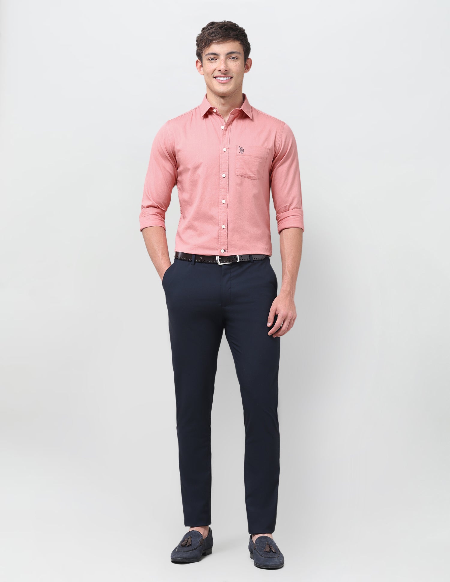 Tailored Fit Twill Shirt Pink - U.S. Polo Assn. India | Large