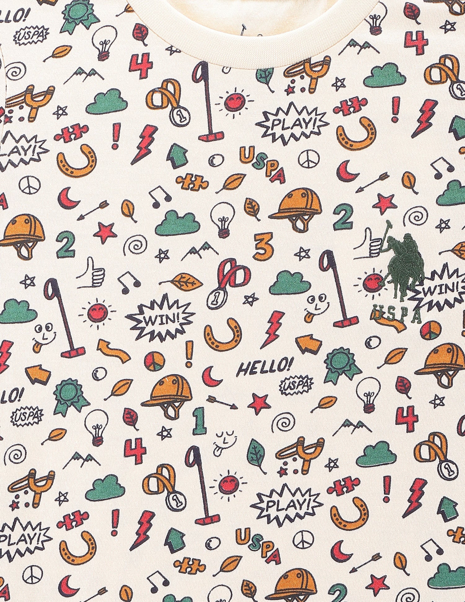 Boys Graphic Print Cotton T-Shirt Beige - U.S. POLO ASSN. | Large