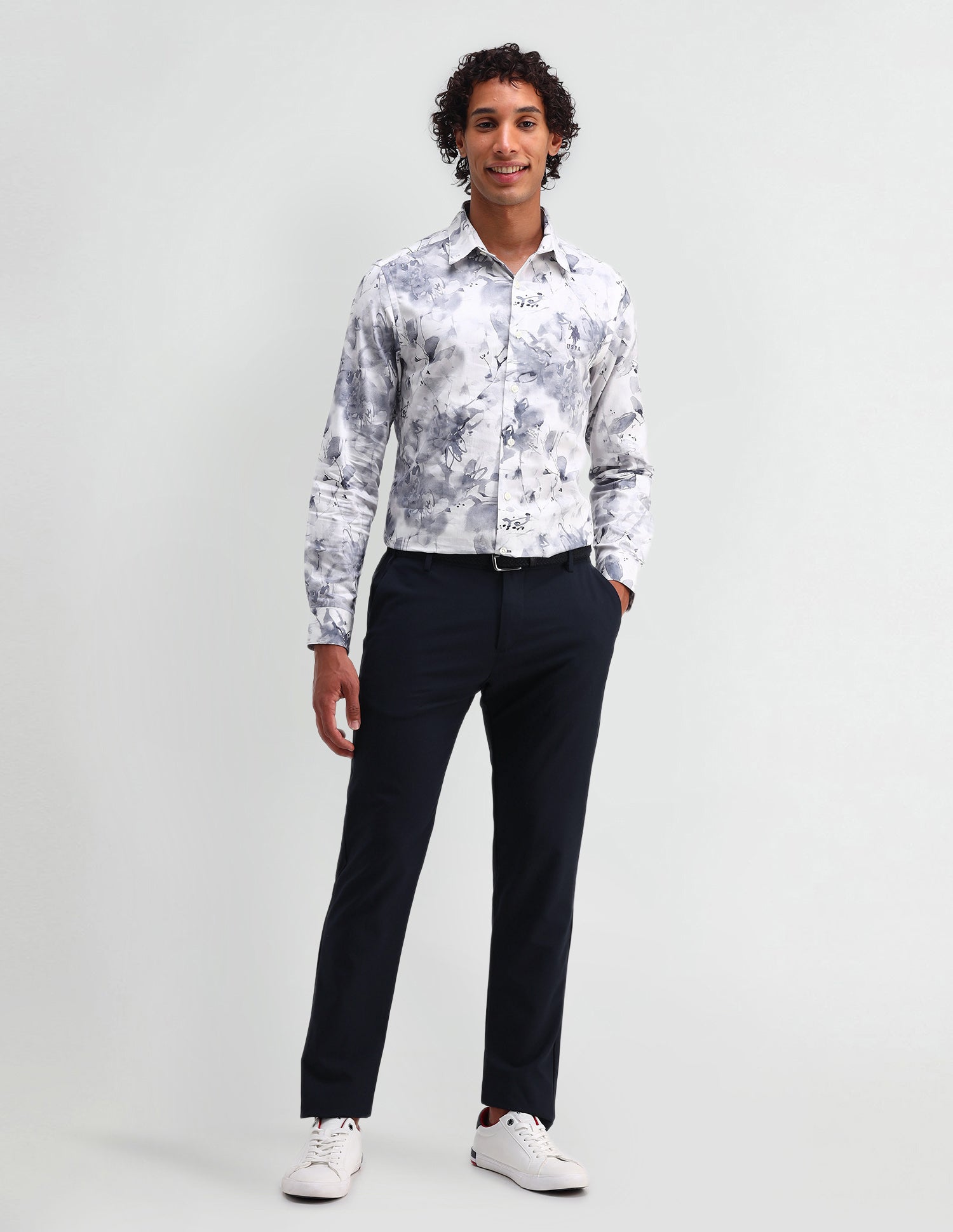 Abstract Pattern Satin Shirt Grey - U.S. Polo Assn. India | Large
