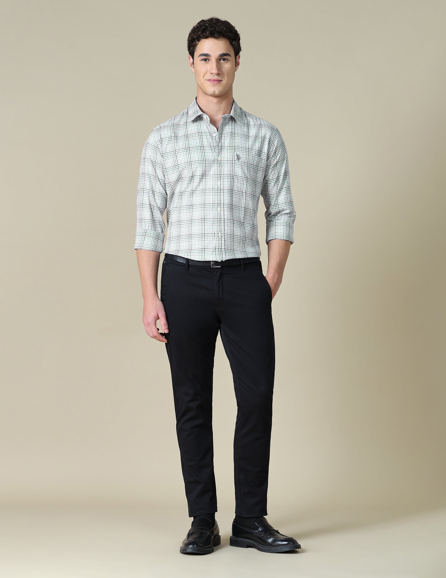 Grid Tattersall Checked Twill Shirt Grey - U.S. Polo Assn. India | Large