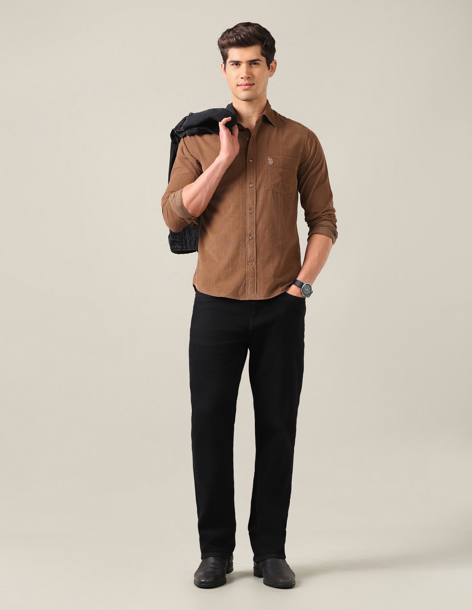Corduroy Tailored Fit Shirt Rust - U.S. Polo Assn. India | Large