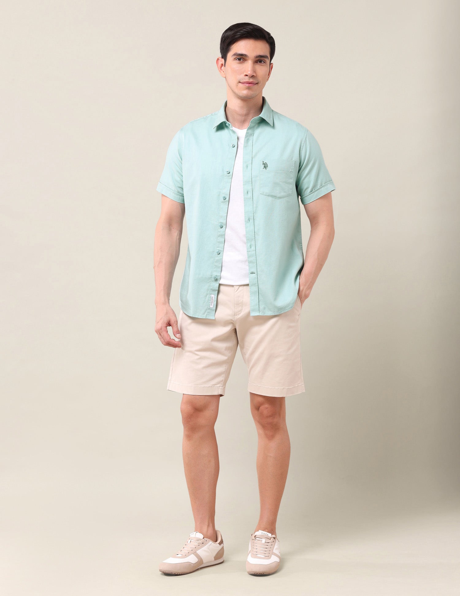 Solid Dobby Shirt Light Green - U.S. POLO ASSN. | Large