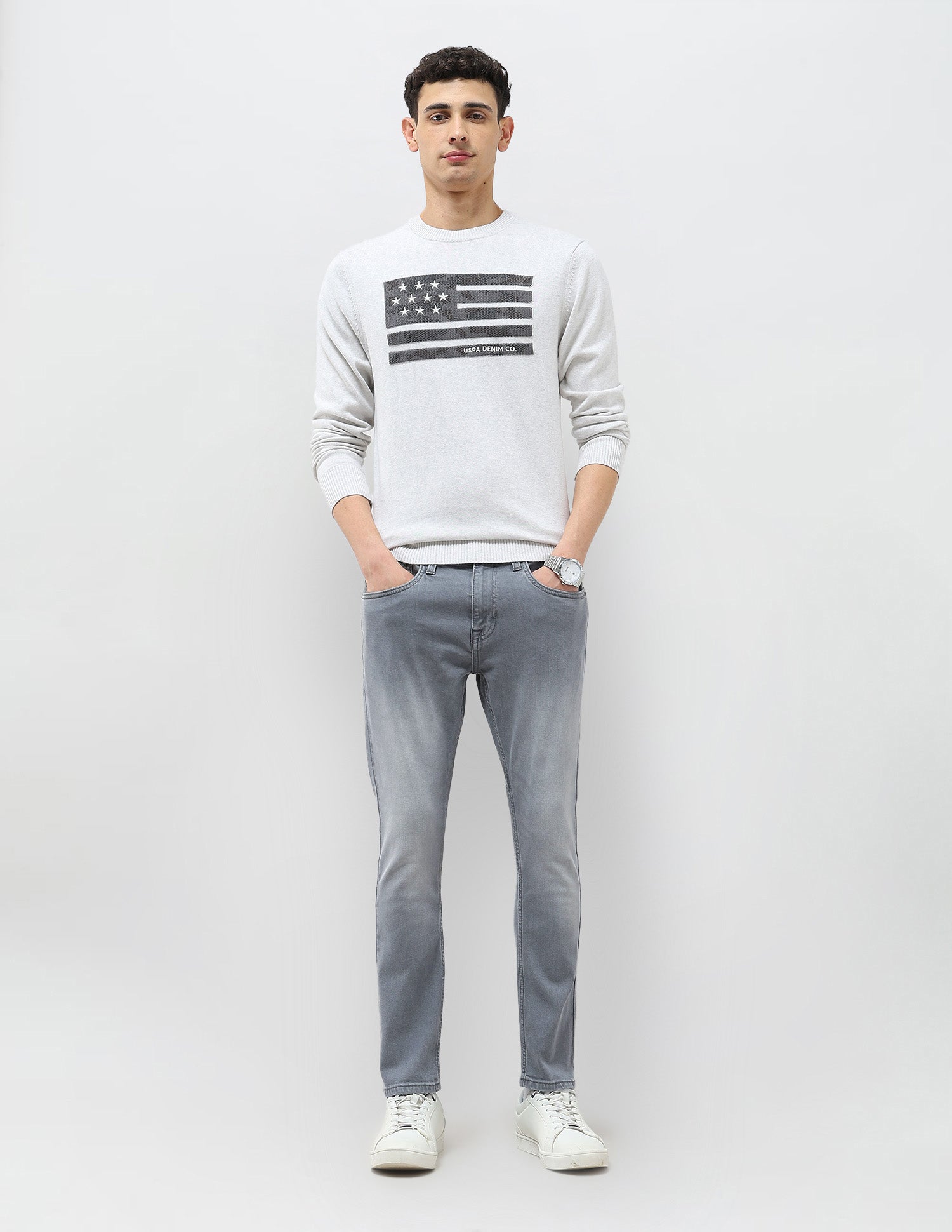 Henry Tapered Fit Stone Washed Jeans Grey - U.S. POLO ASSN. | Large