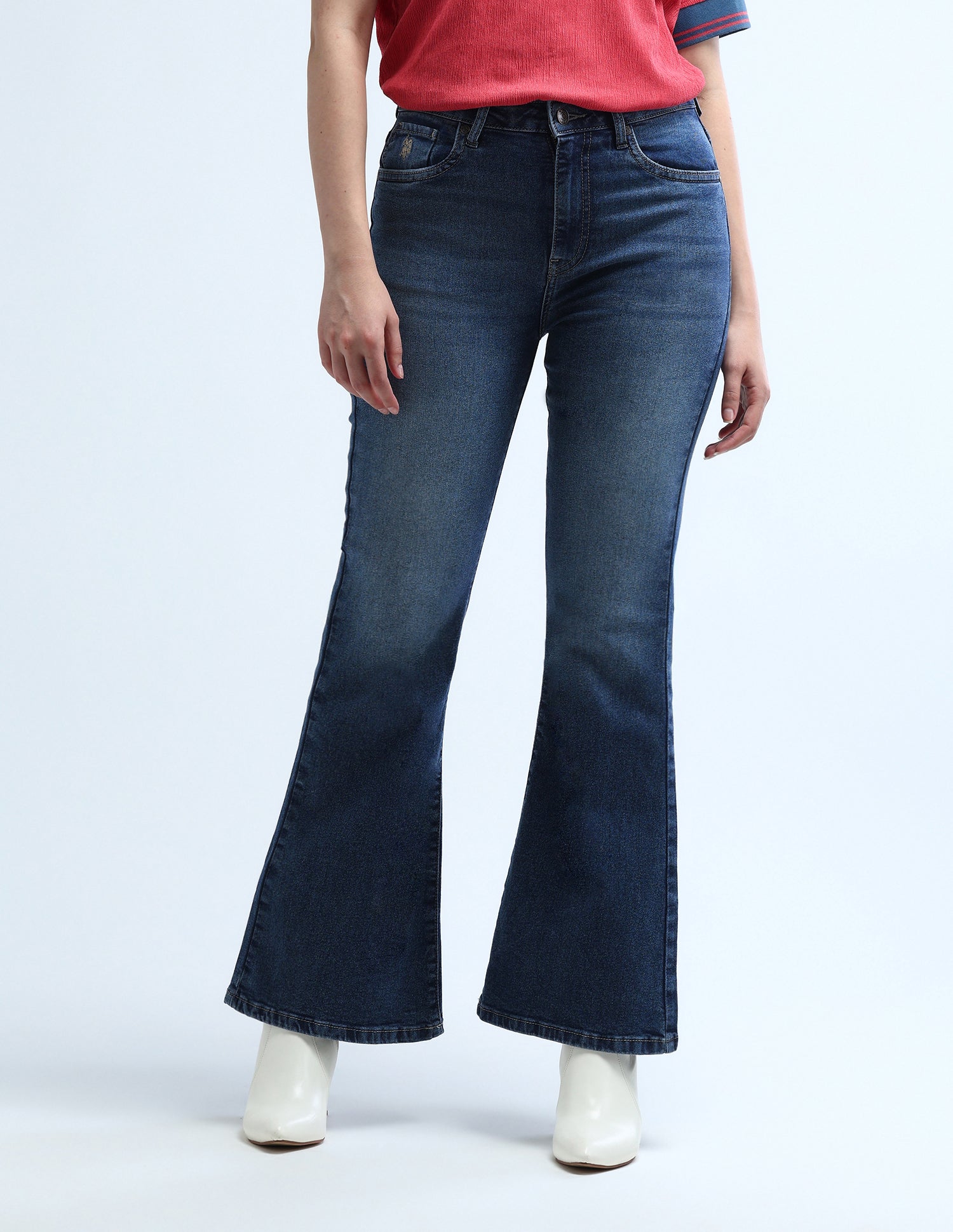 High Rise Extreme Flare Jeans Dark Blue - U.S. POLO ASSN. | Large