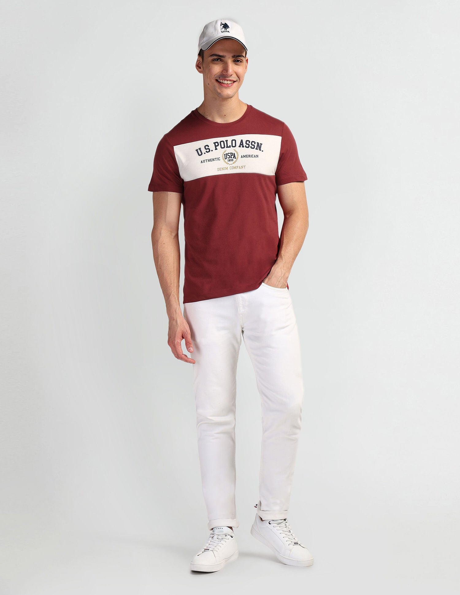 Brand Print Crew Neck T-Shirt Red - U.S. Polo Assn. India | Large