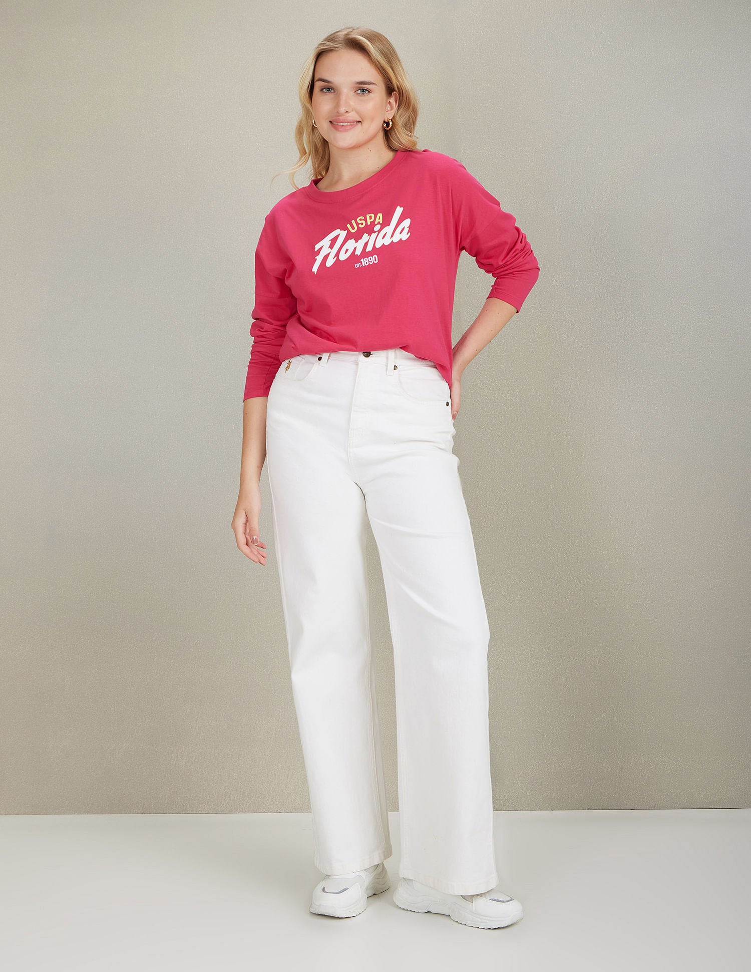 Long Sleeve Brand Print T-Shirt Pink - U.S. POLO ASSN. | Large