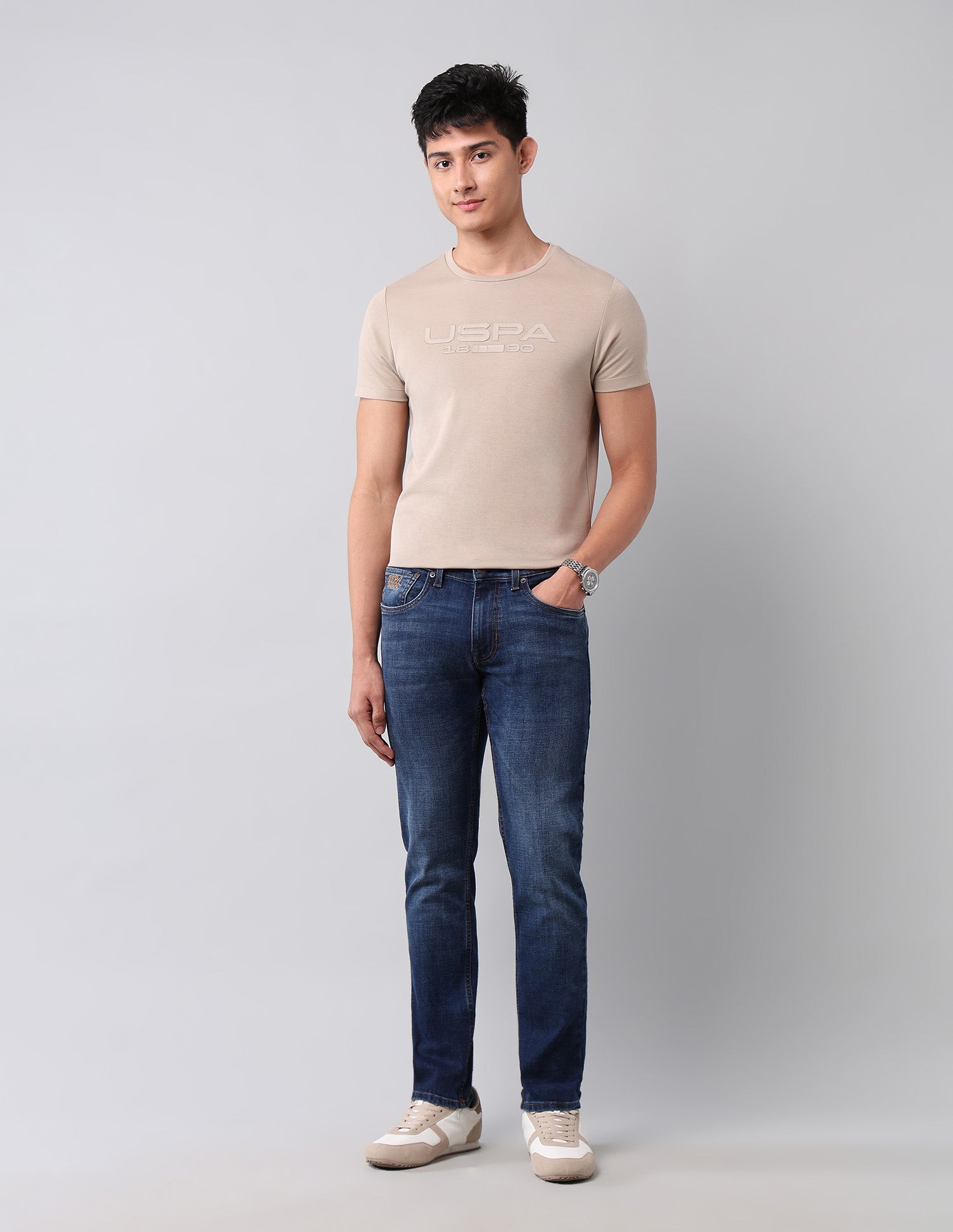 Brandon Slim Tapered Fit Blue Jeans Med Blue - U.S. POLO ASSN. | Large