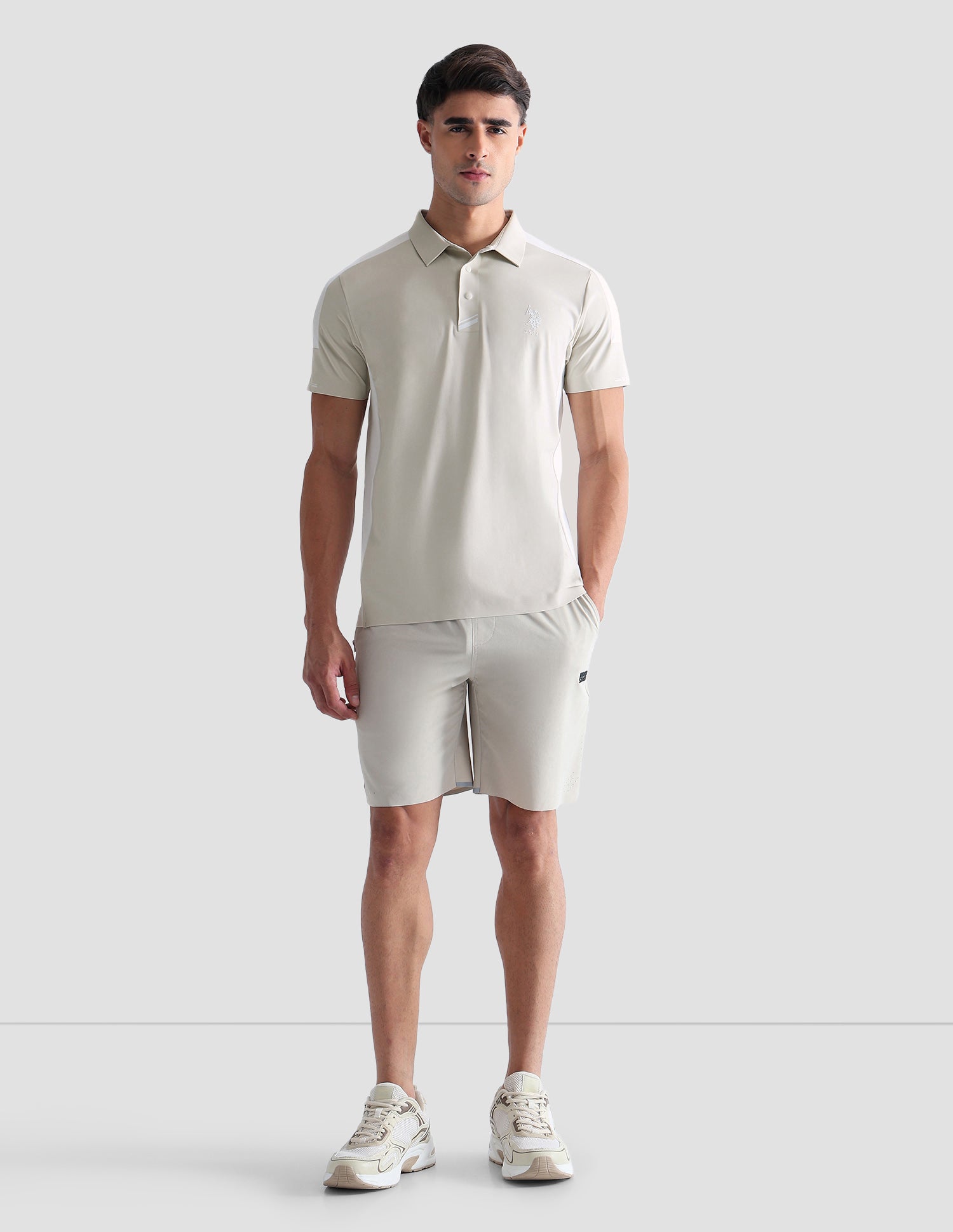 Colorblocked Active Polo Shirt Beige - U.S. POLO ASSN. | Large