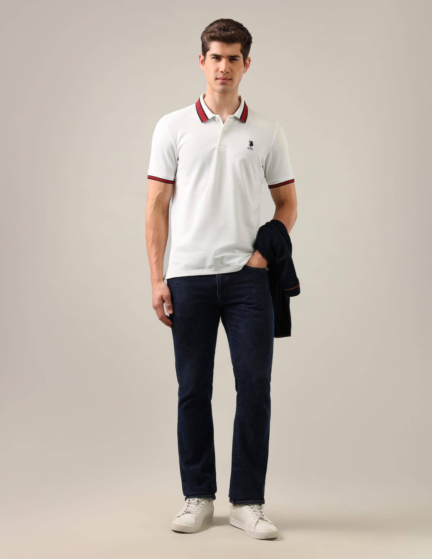 Solid Slim Fit Polo Shirt White - U.S. Polo Assn. India | Large