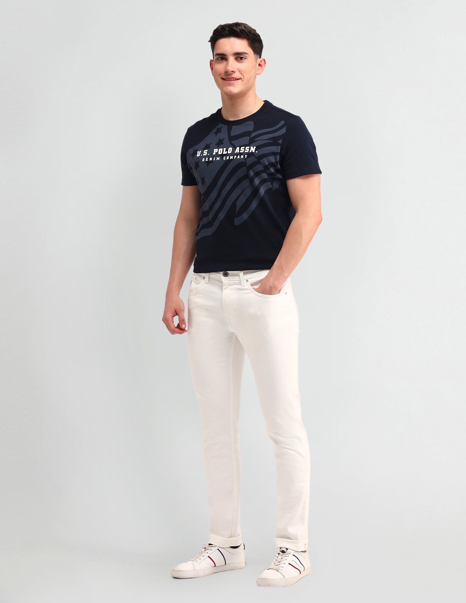 Brandon Slim Tapered Fit White Jeans White - U.S. POLO ASSN. | Large