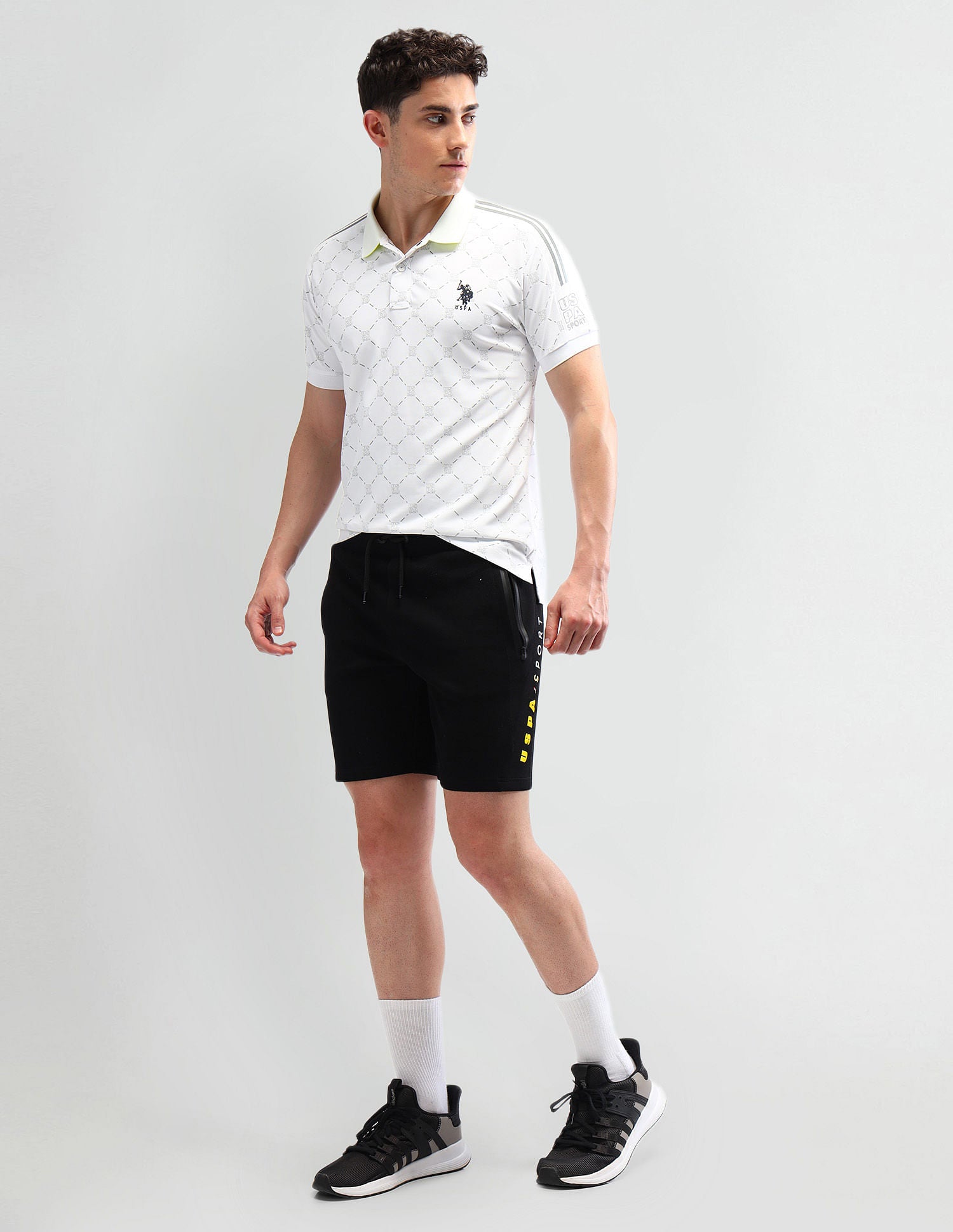 Slim Fit Printed Polo Shirt White - U.S. Polo Assn. India | Large