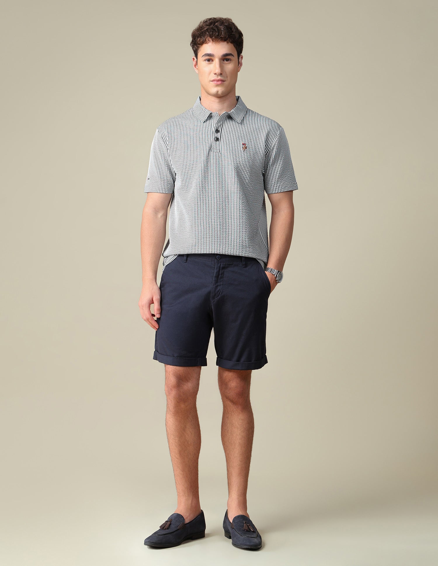 Vertical Striped Relaxed Fit Polo Shirt Black - U.S. Polo Assn. India | Large
