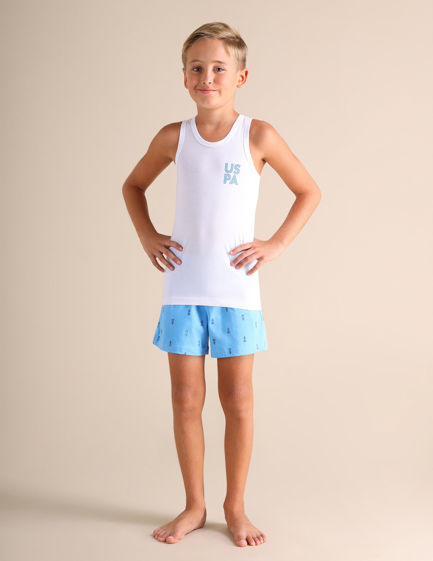 Sleeveless Solid EKV02 Cotton Vest - Pack Of 2 Navy and White - U.S. POLO ASSN. | Large