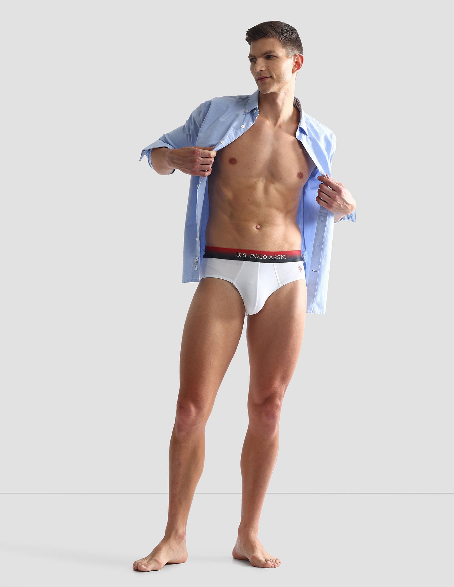 Ombre Waistband Solid OEB05 Briefs - Pack Of 2 Navy and White - U.S. POLO ASSN. | Large