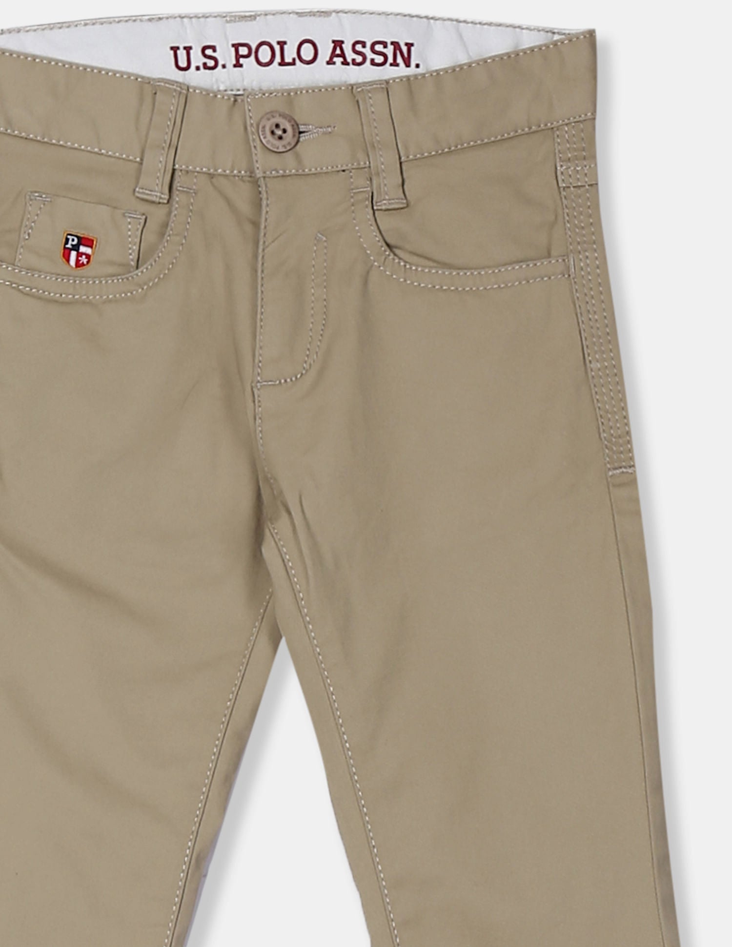 Mid Rise Flat Front Trousers Khaki - U.S. Polo Assn. India | Large