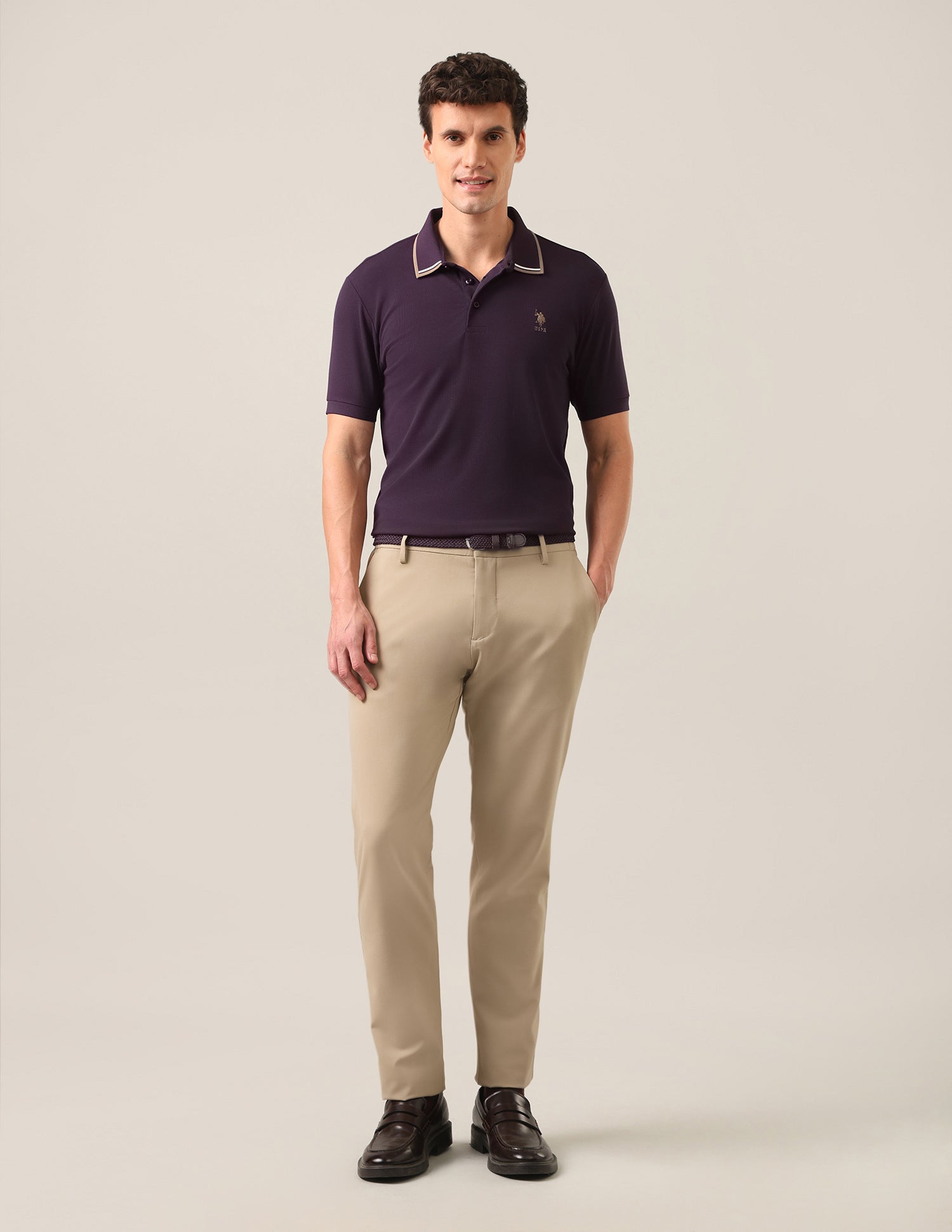 Solid Slim Fit Polo Shirt Purple - U.S. Polo Assn. India | Large