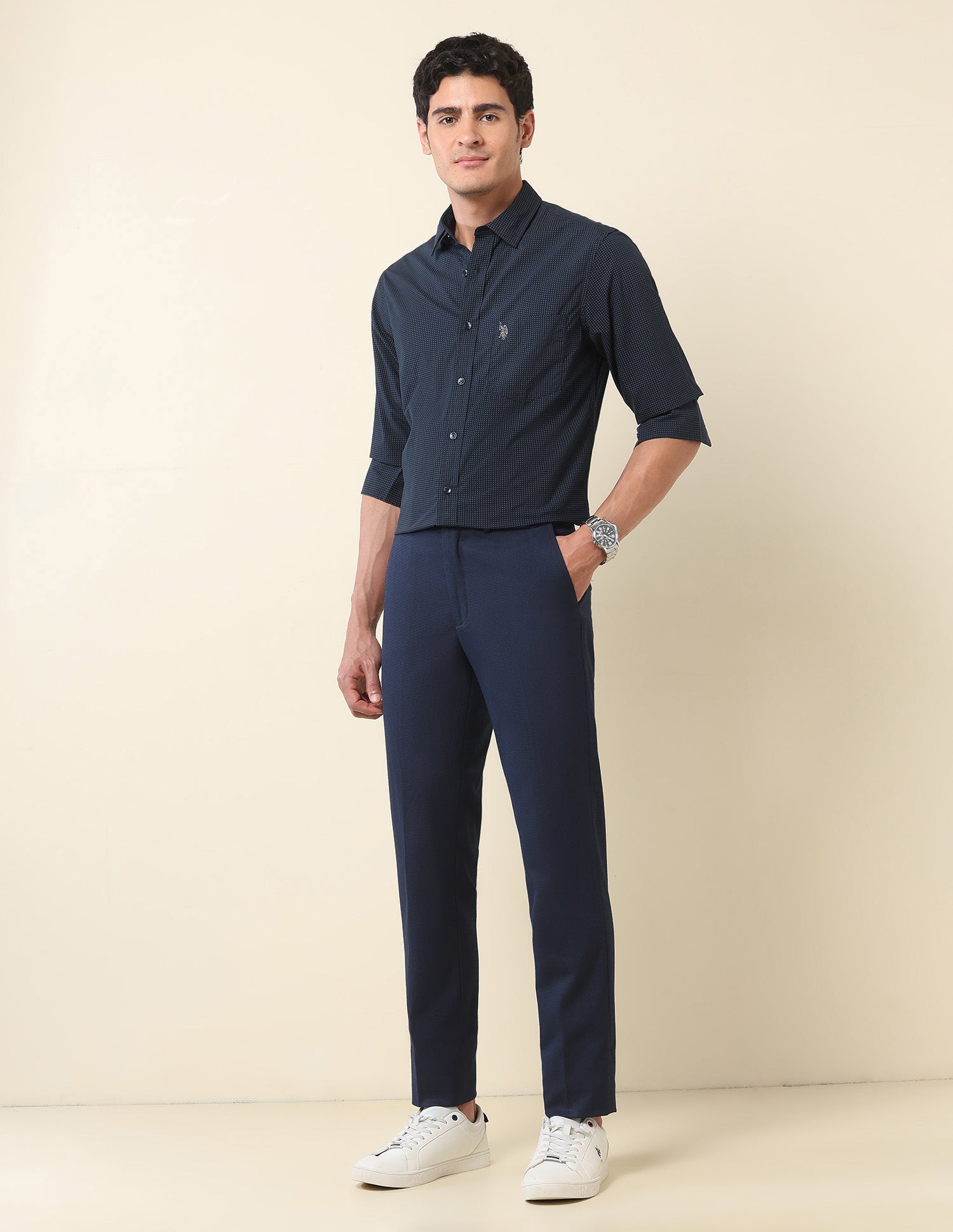 Pure Cotton Paisley Printed Shirt Navy - U.S. Polo Assn. India | Large