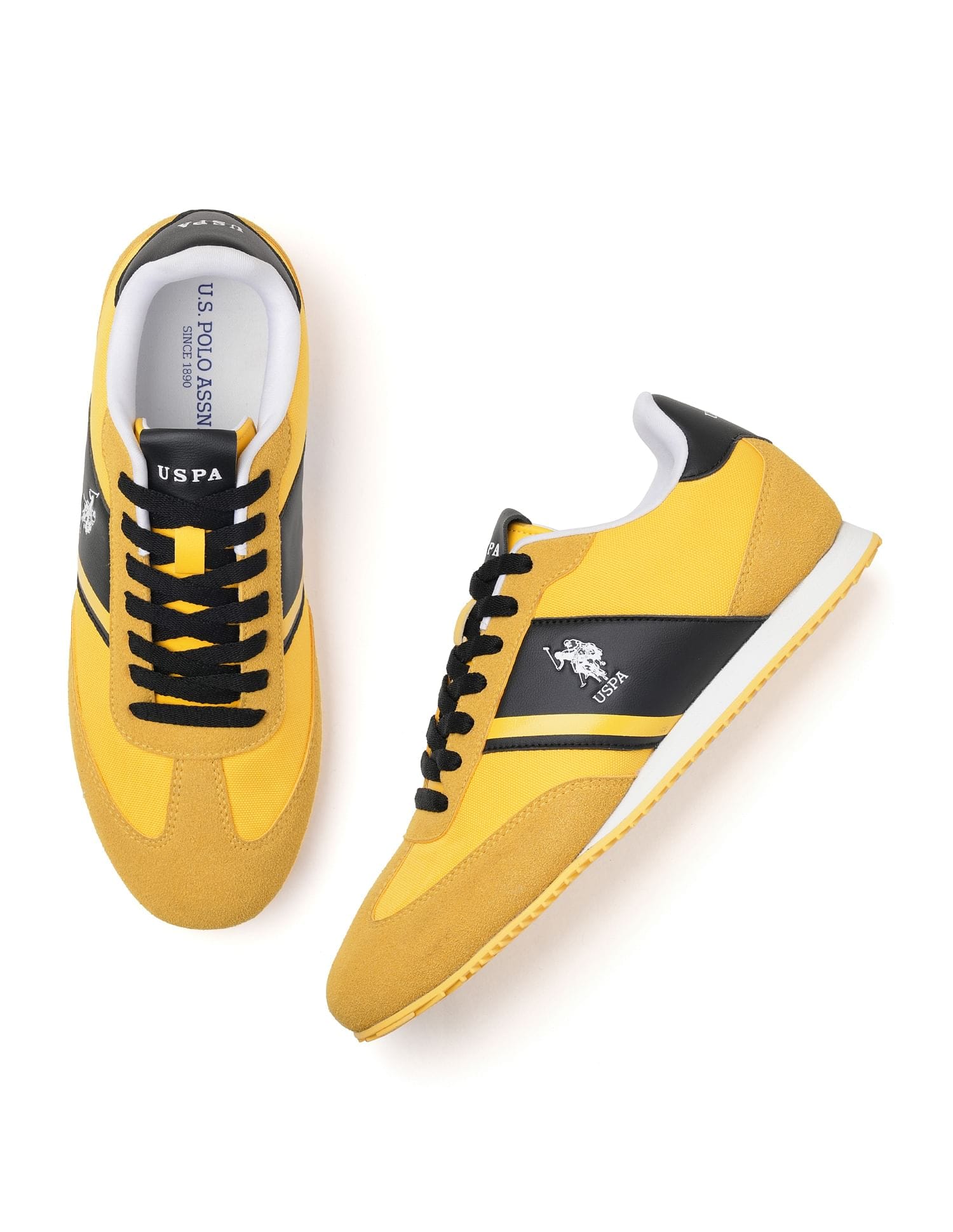 Men Vadler Suede Colourblocked Sneakers Yellow - U.S. Polo Assn. India | Large